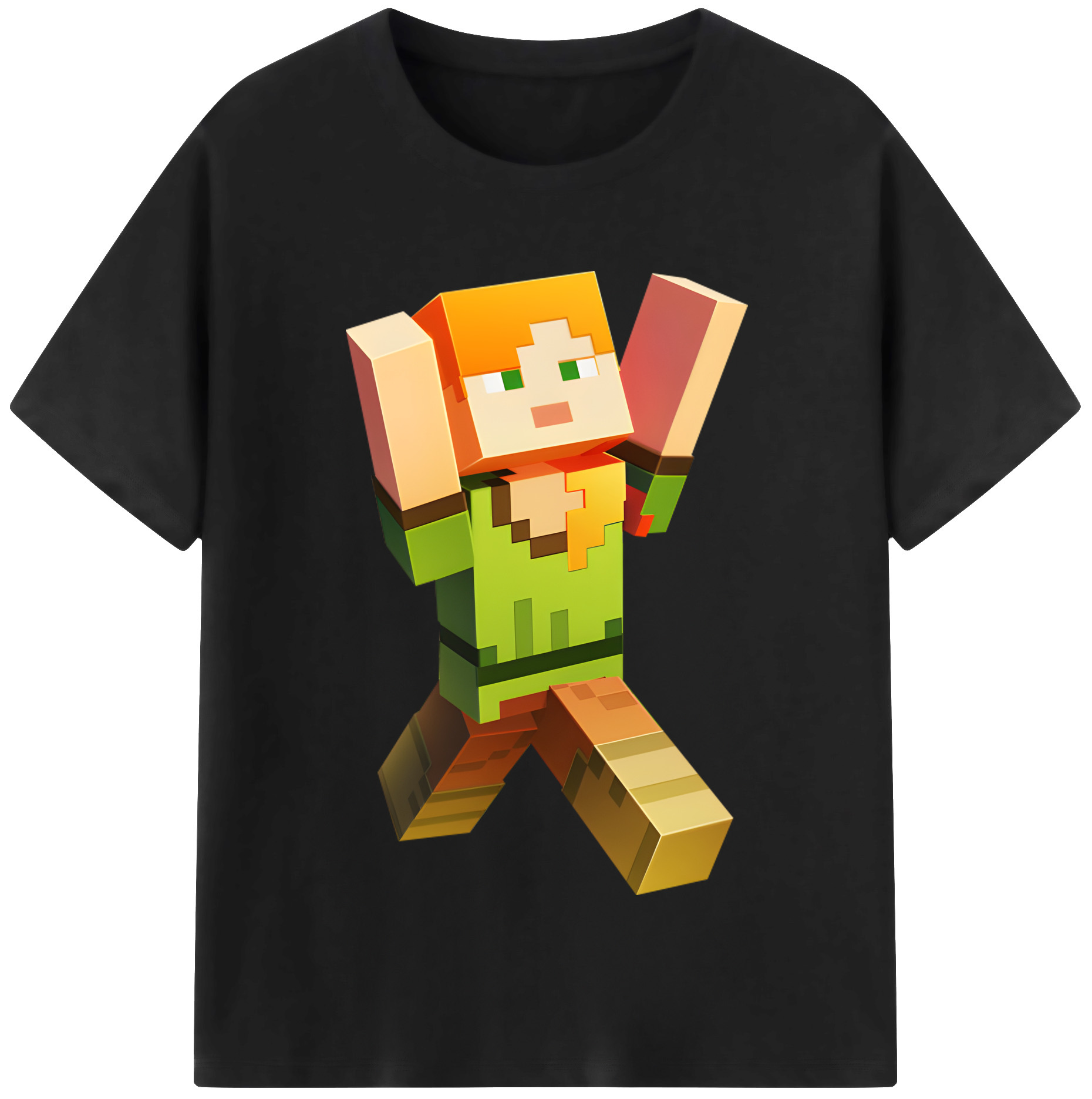 （画像用） マインクラフト ブロックの世界 Minecraft MC Block world レディースカジュアルプリントTシャツ（綿100％）