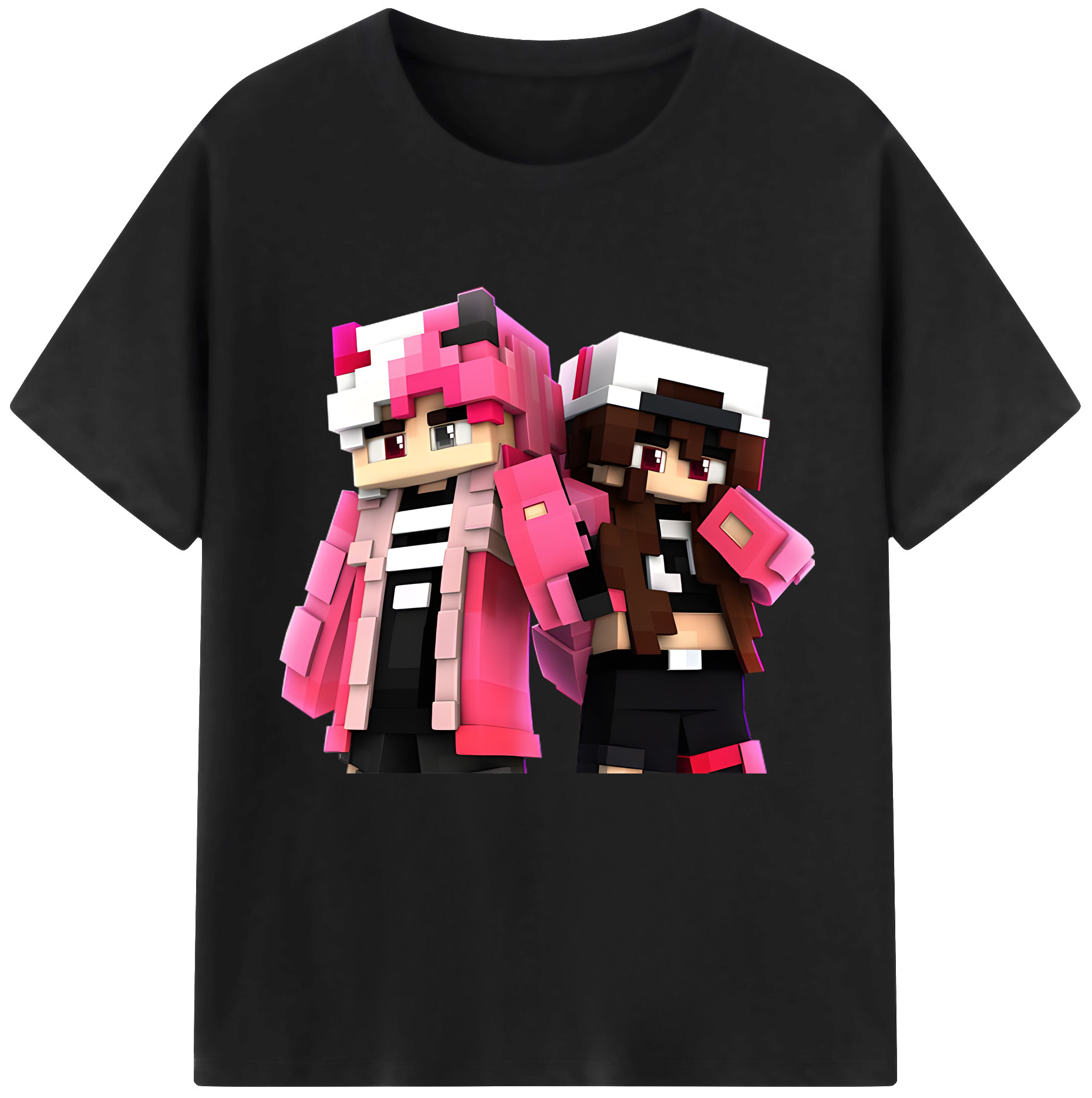 （画像用） マインクラフト ブロックの世界 Minecraft MC Block world レディースカジュアルプリントTシャツ（綿100％）