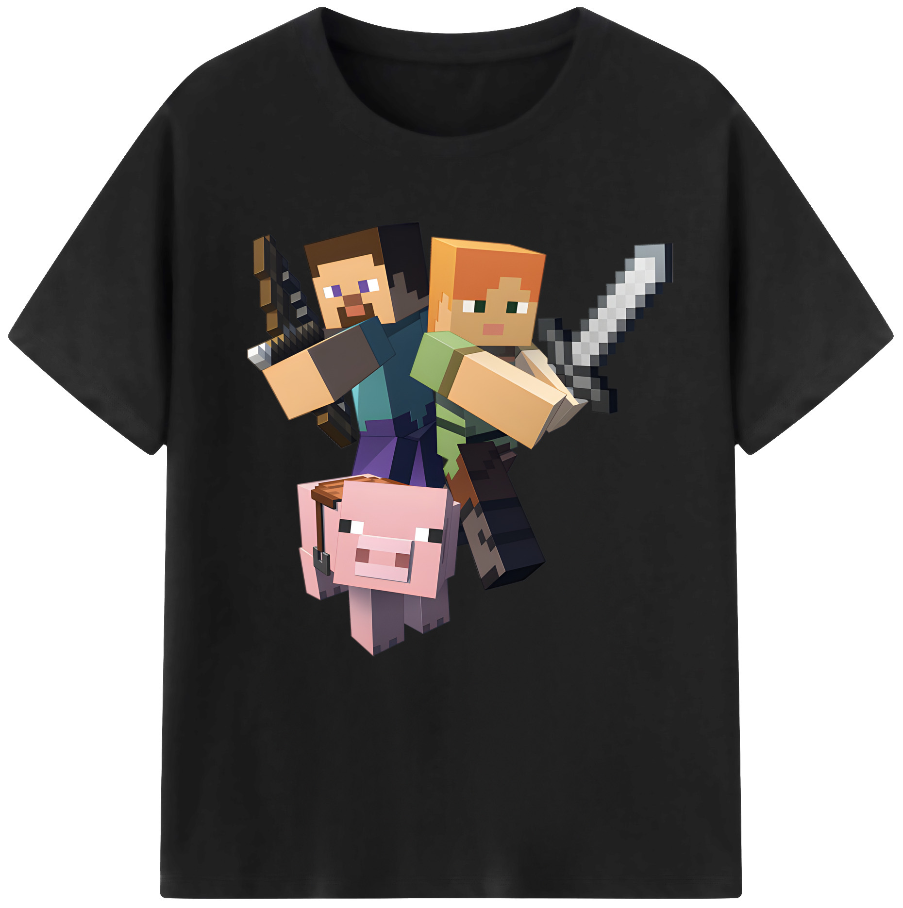 （画像用） マインクラフト ブロックの世界 Minecraft MC Block world レディースカジュアルプリントTシャツ（綿100％）