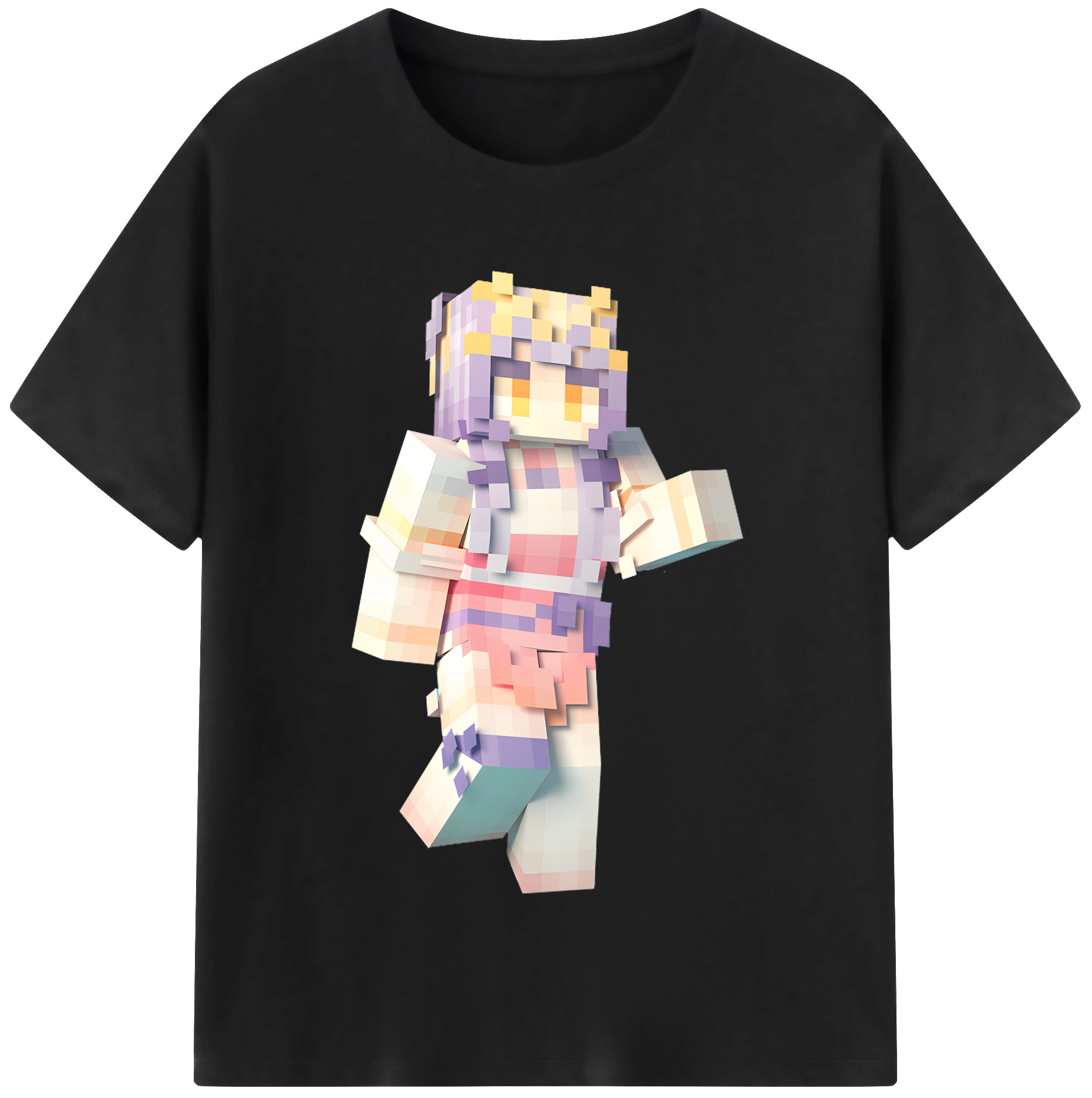 （画像用） マインクラフト ブロックの世界 Minecraft MC Block world レディースカジュアルプリントTシャツ（綿100％）
