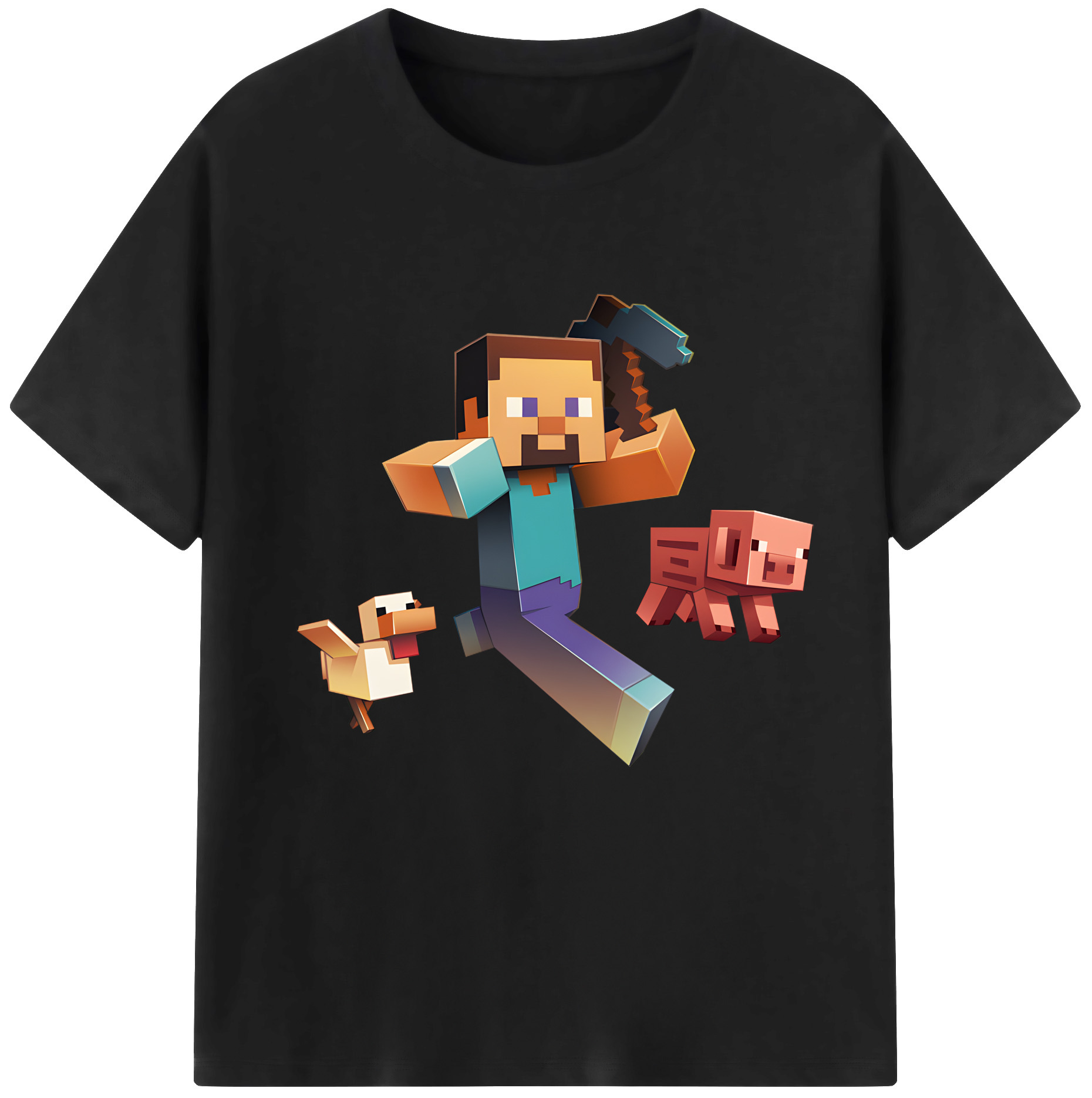 （画像用） マインクラフト ブロックの世界 Minecraft MC Block world レディースカジュアルプリントTシャツ（綿100％）