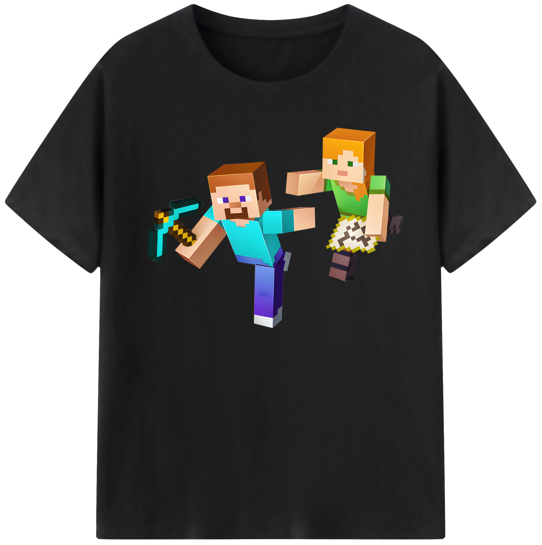 （画像用） マインクラフト ブロックの世界 Minecraft MC Block world レディースカジュアルプリントTシャツ（綿100％）