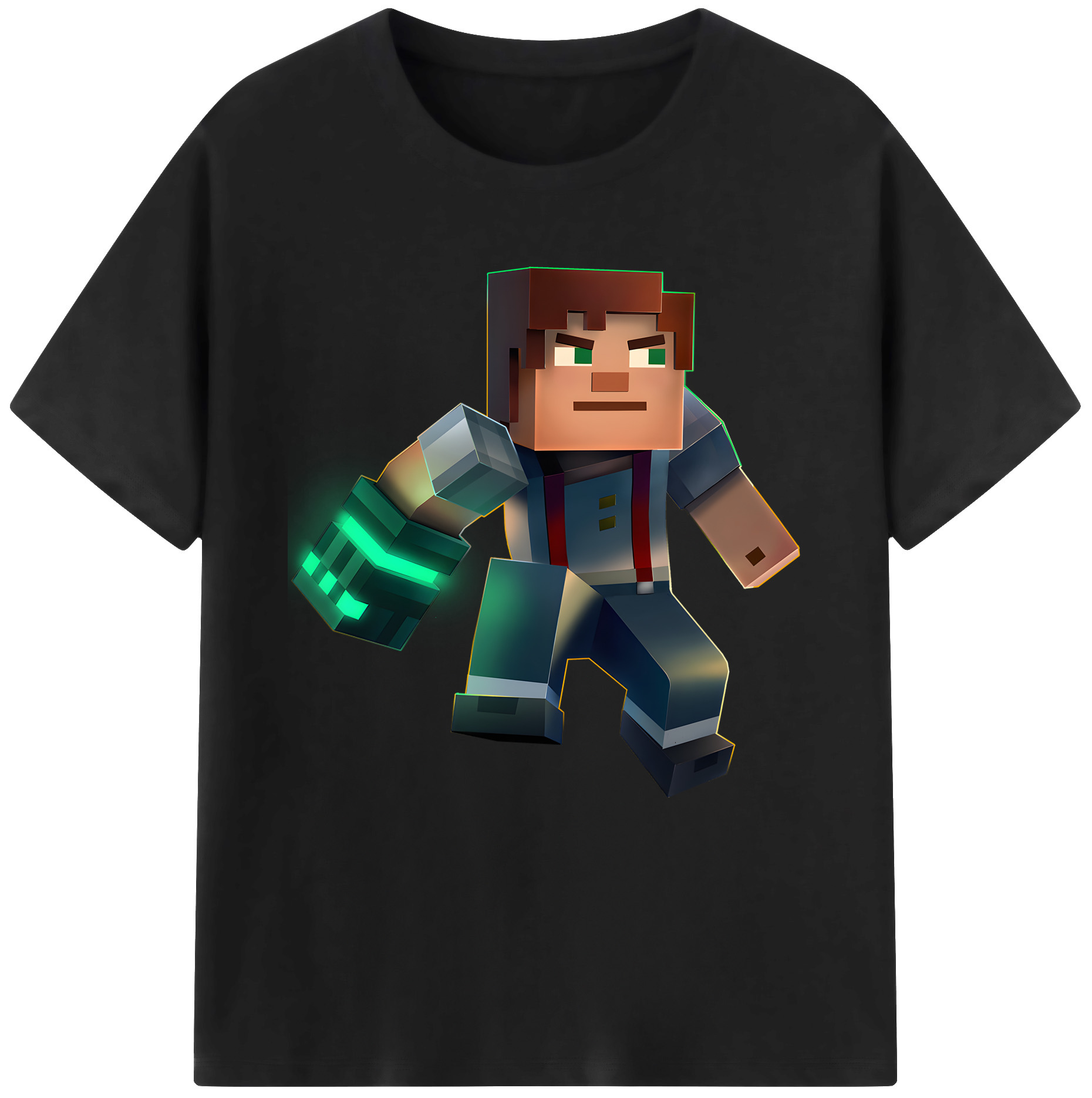 （画像用） マインクラフト ブロックの世界 Minecraft MC Block world レディースカジュアルプリントTシャツ（綿100％）