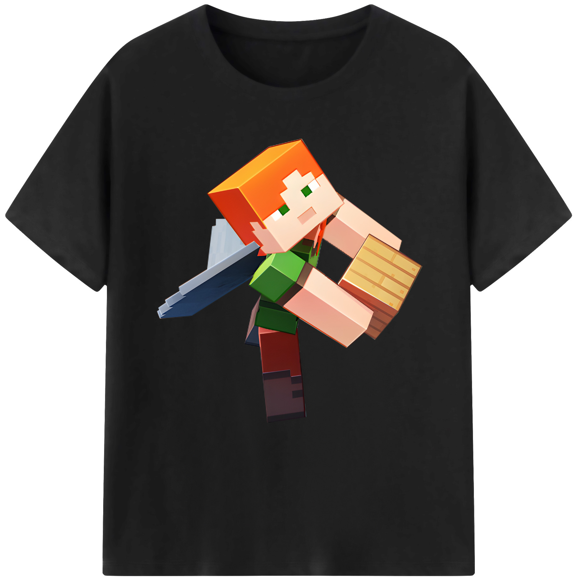 （画像用） マインクラフト ブロックの世界 Minecraft MC Block world レディースカジュアルプリントTシャツ（綿100％）