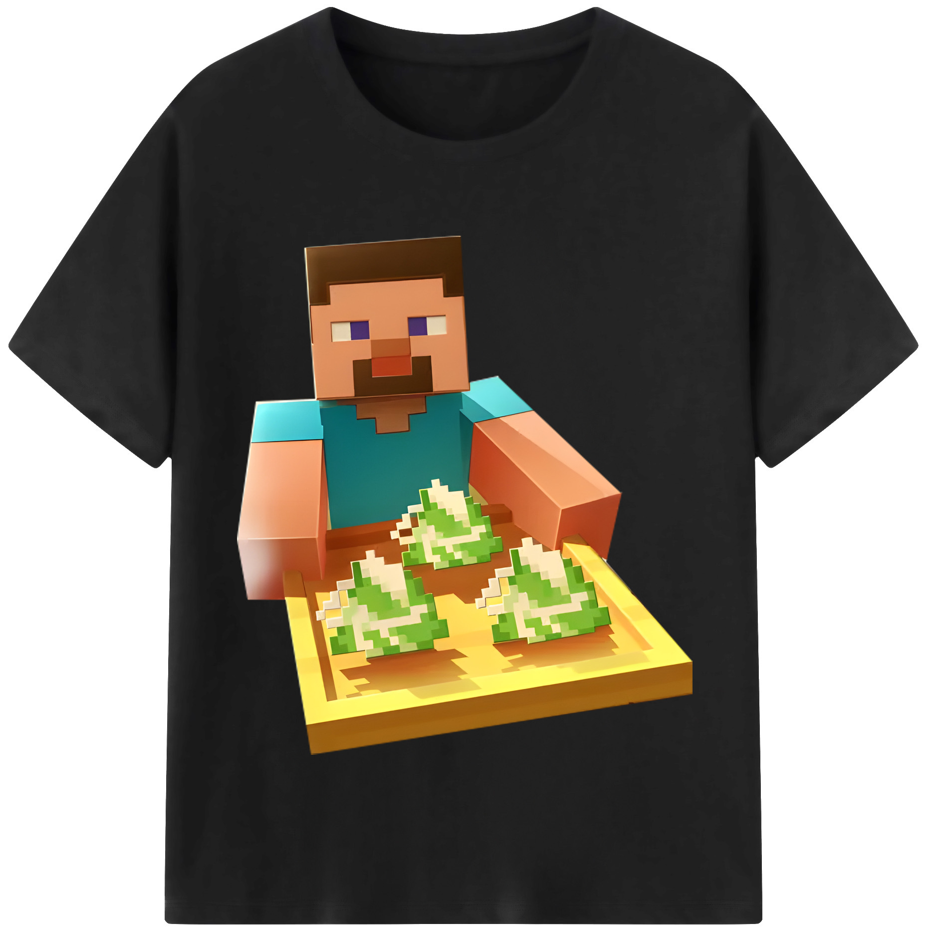 （画像用） マインクラフト ブロックの世界 Minecraft MC Block world レディースカジュアルプリントTシャツ（綿100％）