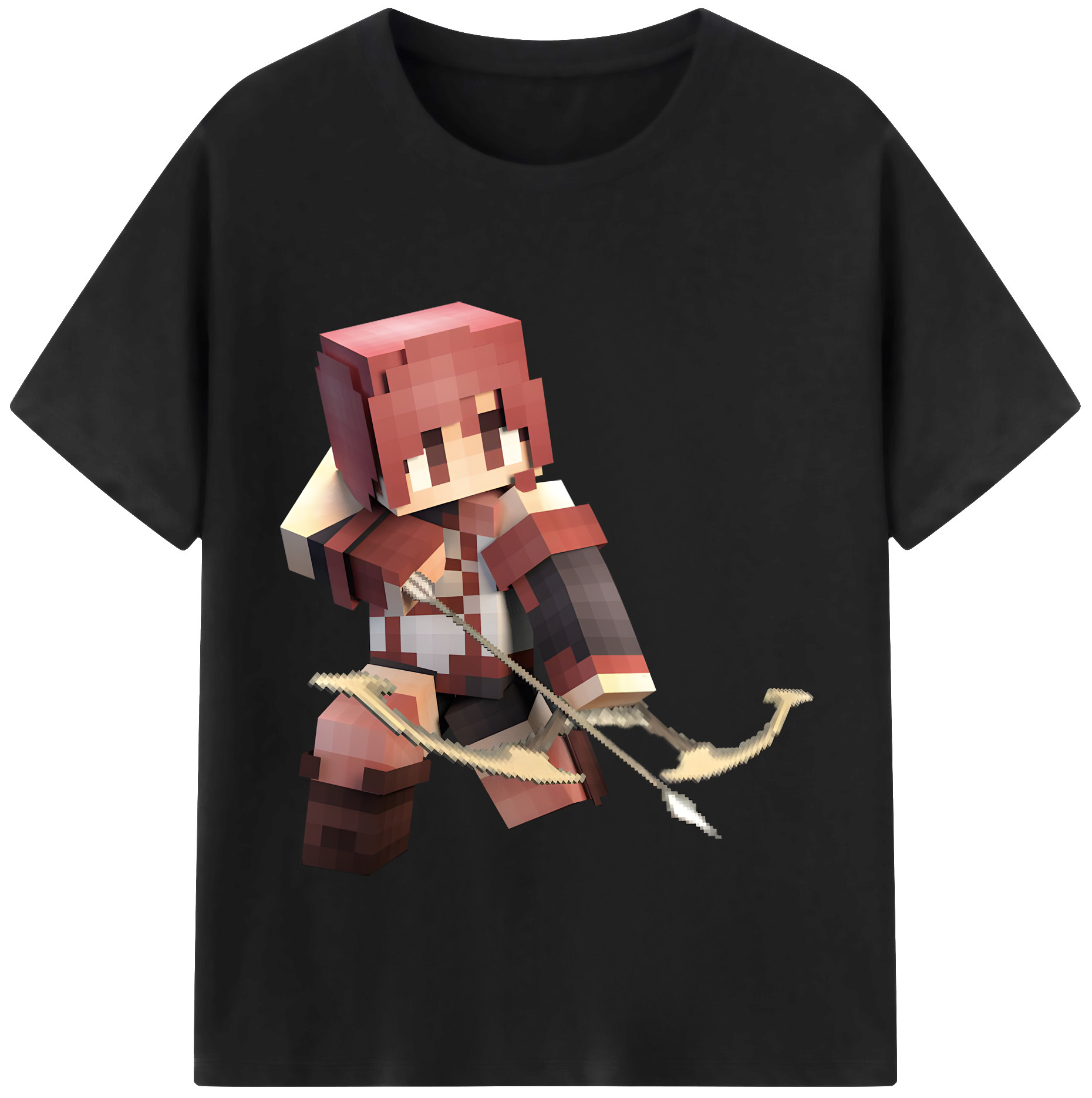 （画像用） マインクラフト ブロックの世界 Minecraft MC Block world レディースカジュアルプリントTシャツ（綿100％）