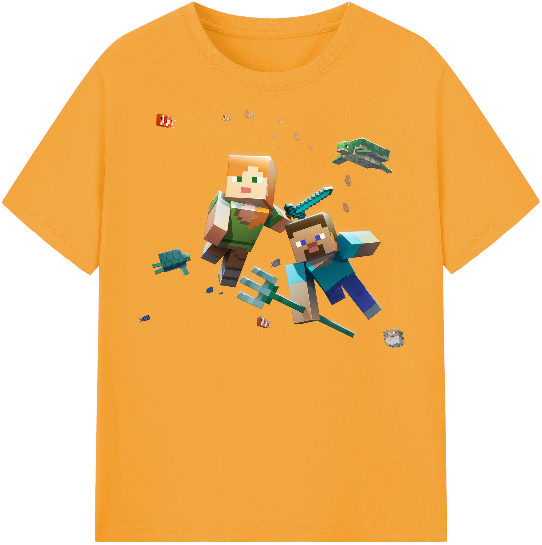 （画像用） マインクラフト ブロックの世界 Minecraft MC Block world レディースカジュアルプリントTシャツ（綿100％）