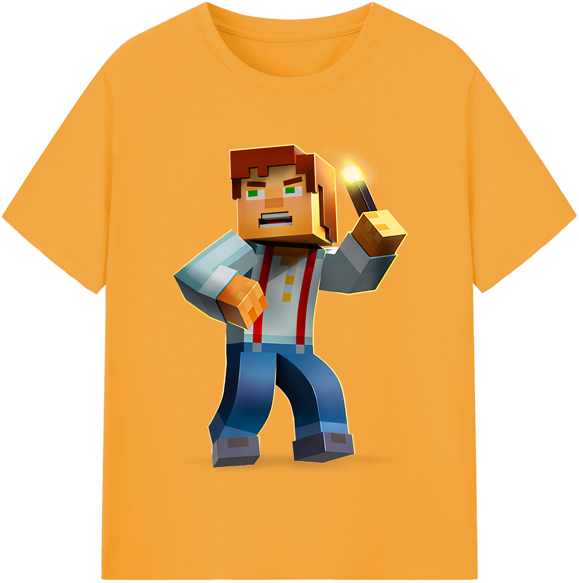 （画像用） マインクラフト ブロックの世界 Minecraft MC Block world レディースカジュアルプリントTシャツ（綿100％）
