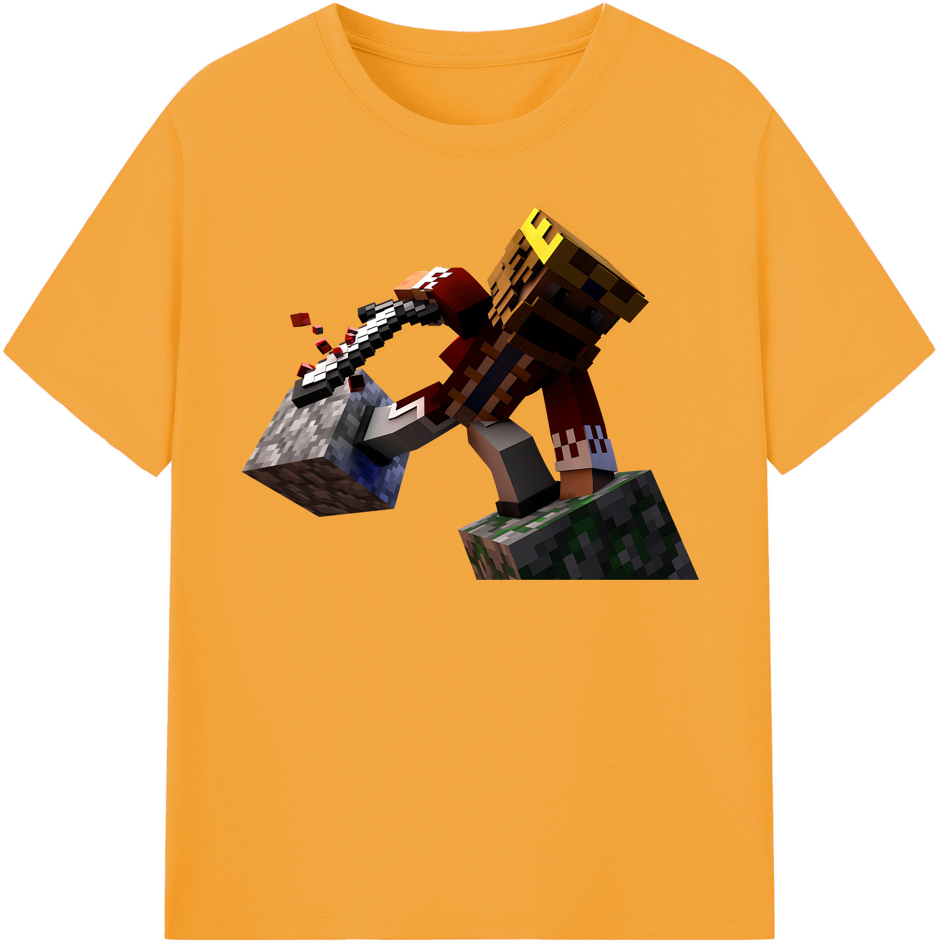 （画像用） マインクラフト ブロックの世界 Minecraft MC Block world レディースカジュアルプリントTシャツ（綿100％）