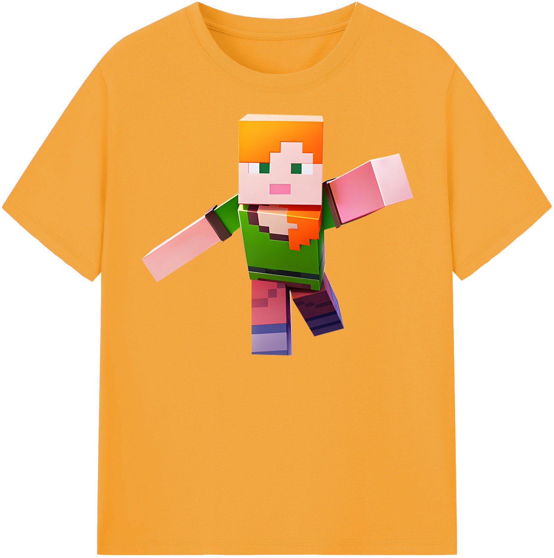 （画像用） マインクラフト ブロックの世界 Minecraft MC Block world レディースカジュアルプリントTシャツ（綿100％）