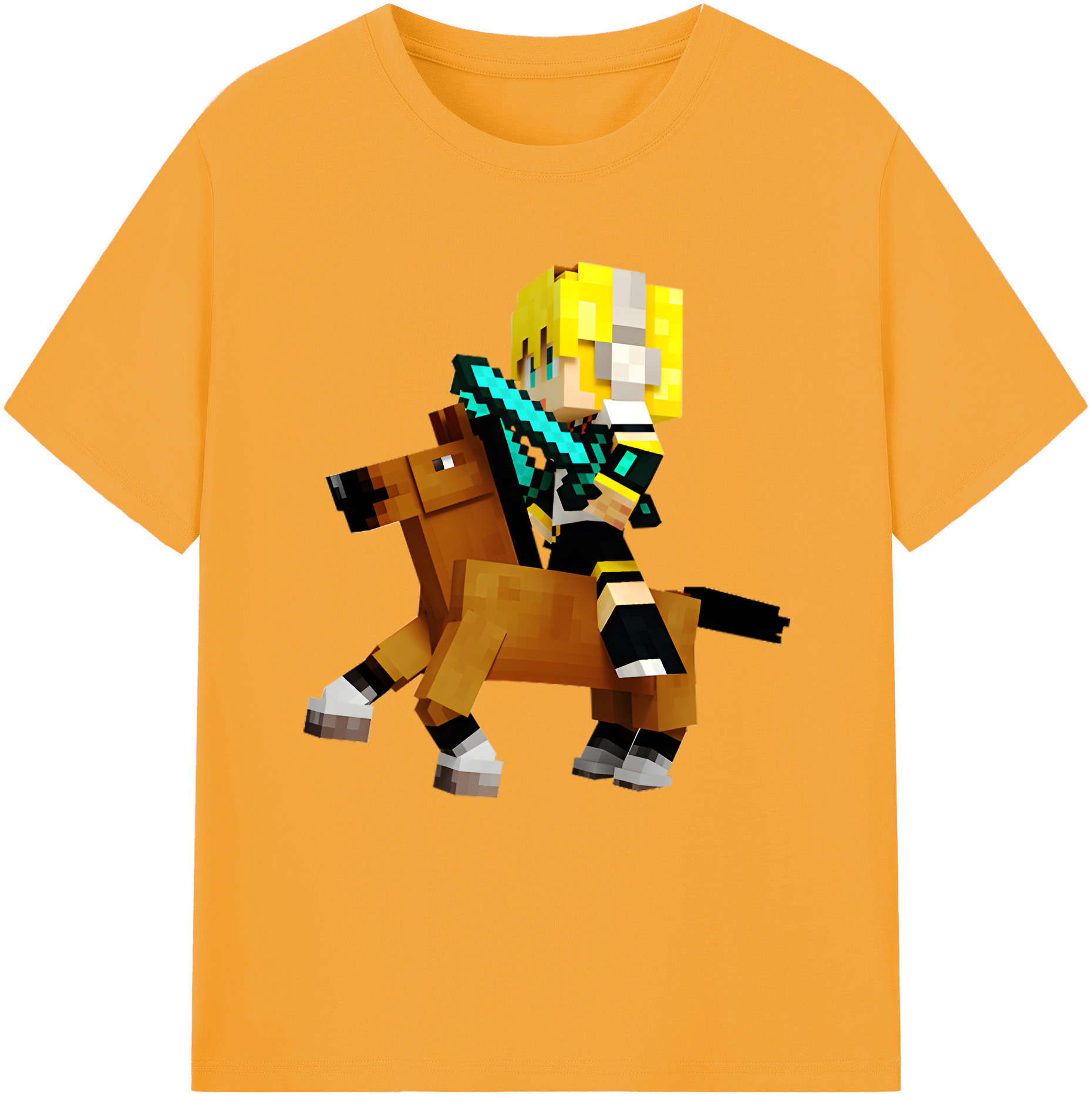 （画像用） マインクラフト ブロックの世界 Minecraft MC Block world レディースカジュアルプリントTシャツ（綿100％）