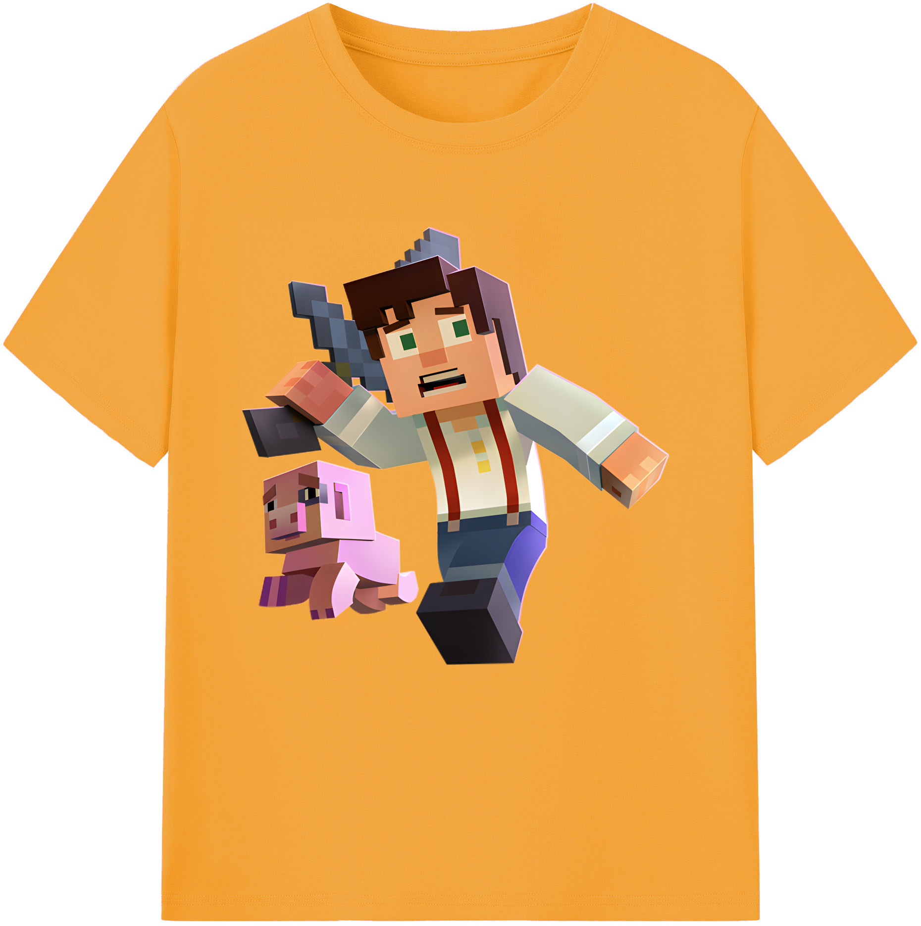 （画像用） マインクラフト ブロックの世界 Minecraft MC Block world レディースカジュアルプリントTシャツ（綿100％）