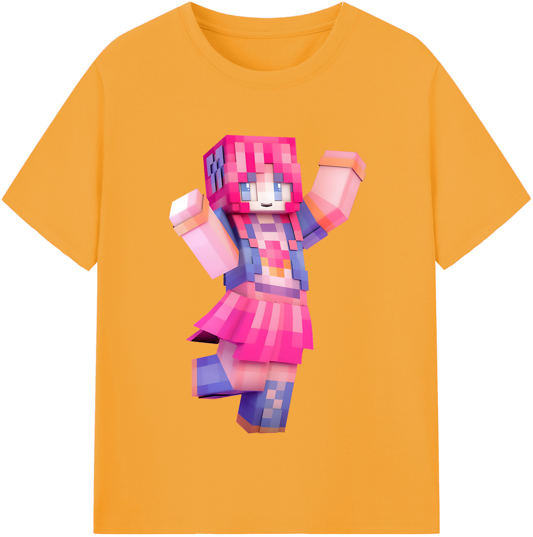 （画像用） マインクラフト ブロックの世界 Minecraft MC Block world レディースカジュアルプリントTシャツ（綿100％）