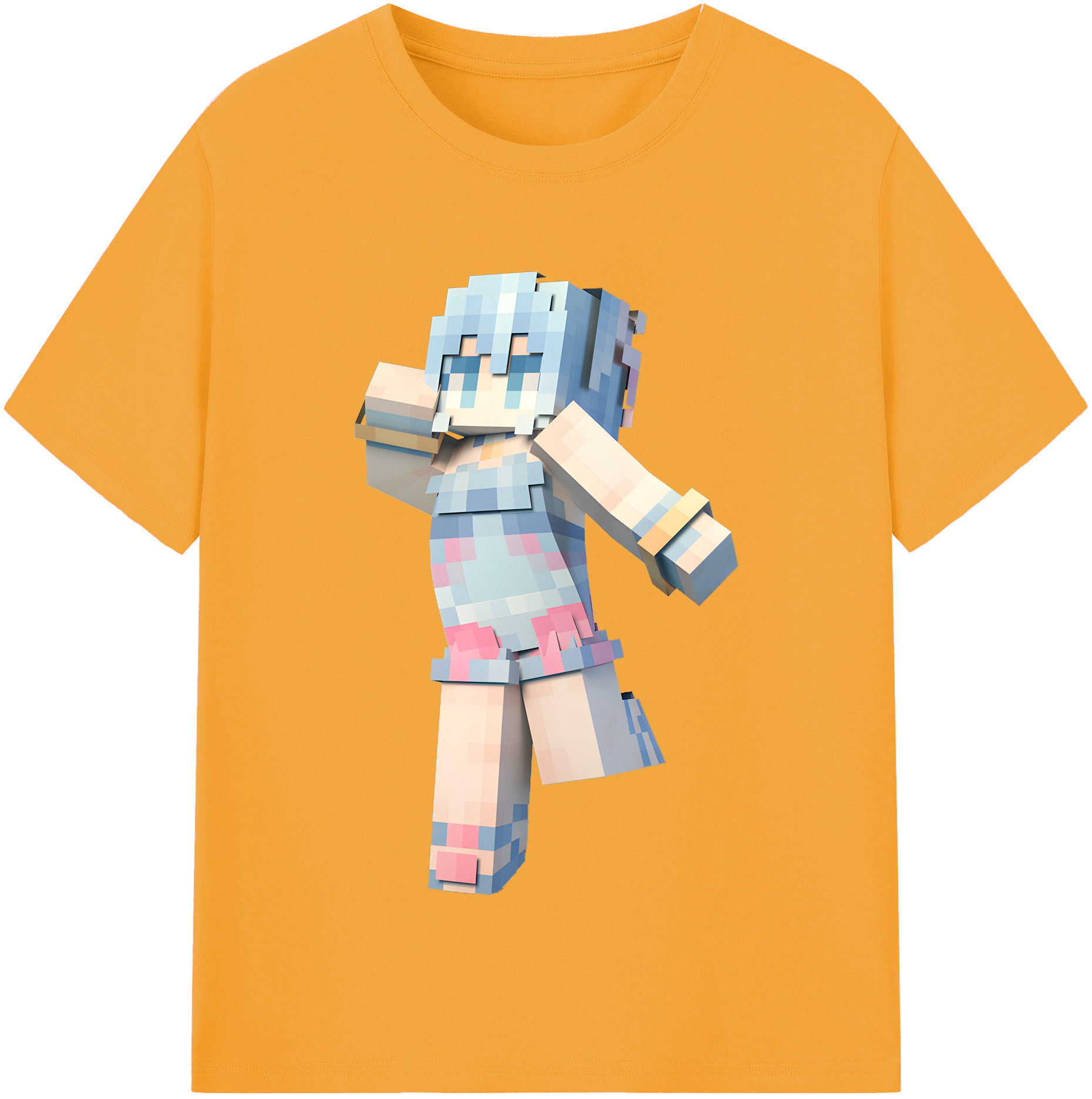 （画像用） マインクラフト ブロックの世界 Minecraft MC Block world レディースカジュアルプリントTシャツ（綿100％）