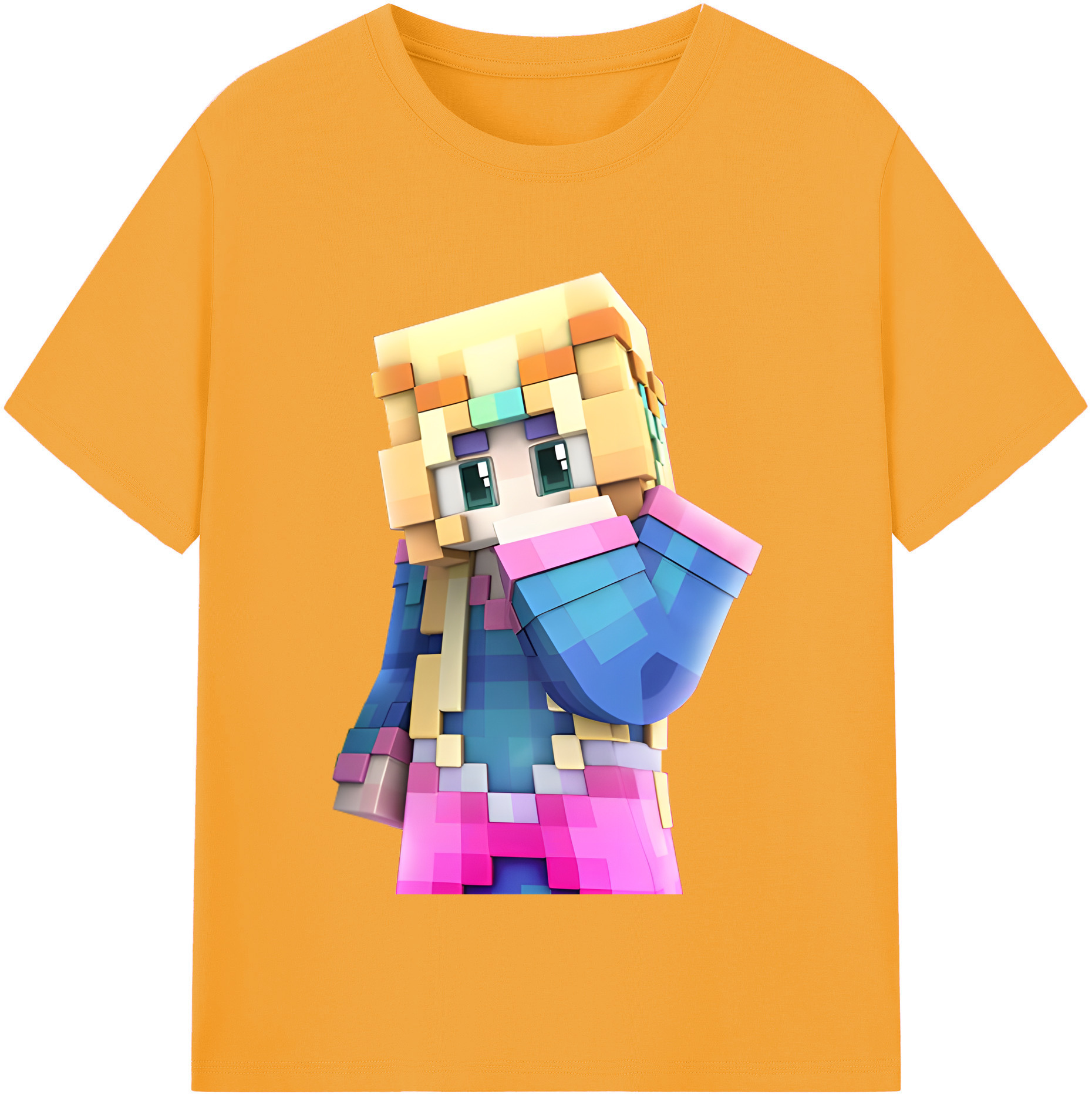 （画像用） マインクラフト ブロックの世界 Minecraft MC Block world レディースカジュアルプリントTシャツ（綿100％）
