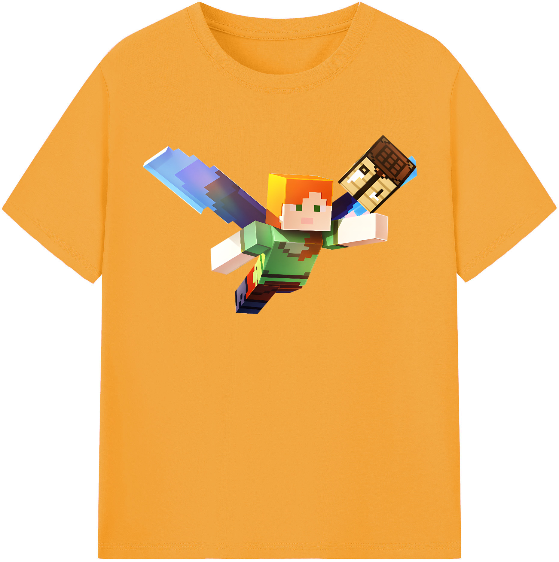 （画像用） マインクラフト ブロックの世界 Minecraft MC Block world レディースカジュアルプリントTシャツ（綿100％）