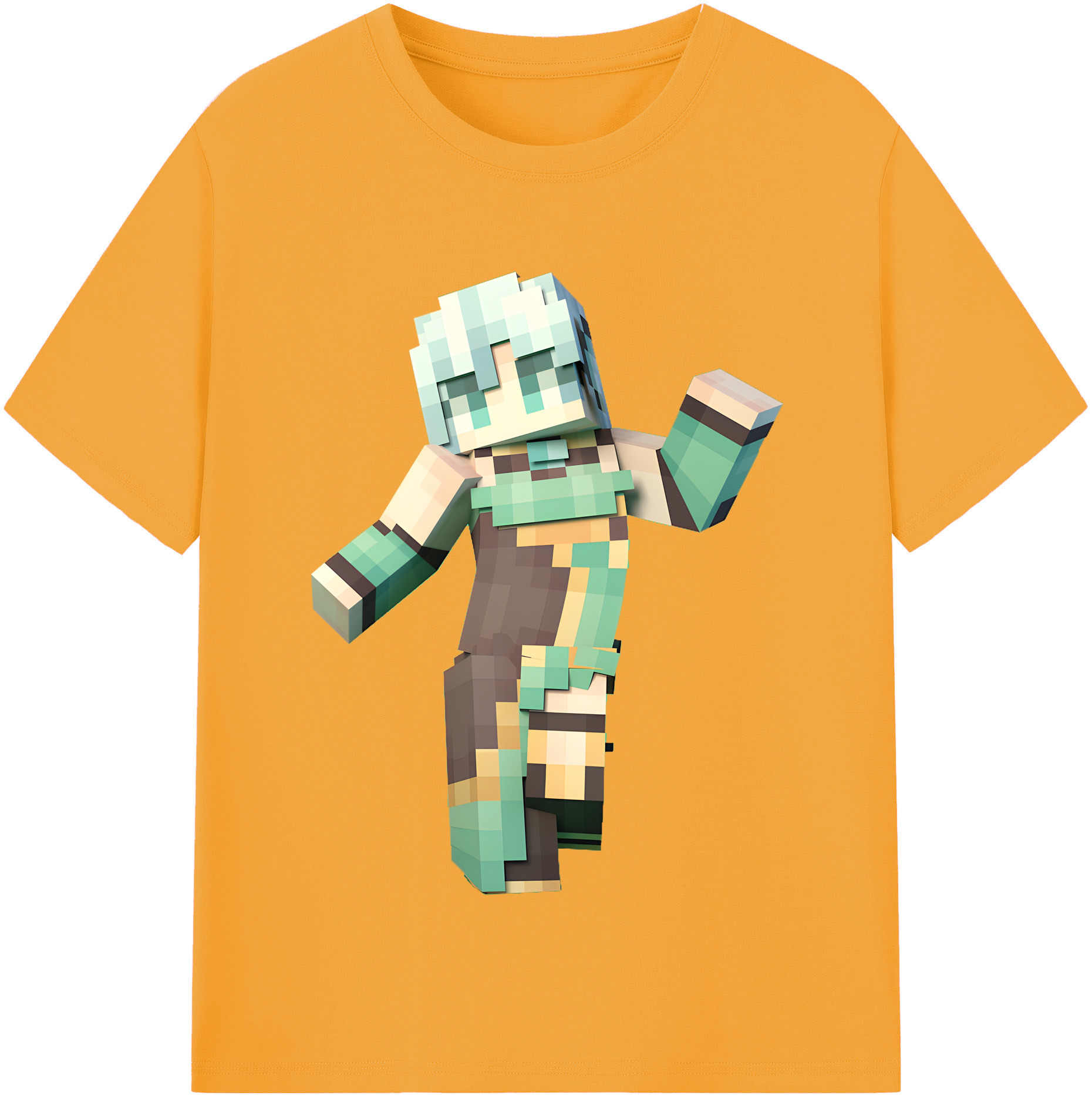 （画像用） マインクラフト ブロックの世界 Minecraft MC Block world レディースカジュアルプリントTシャツ（綿100％）