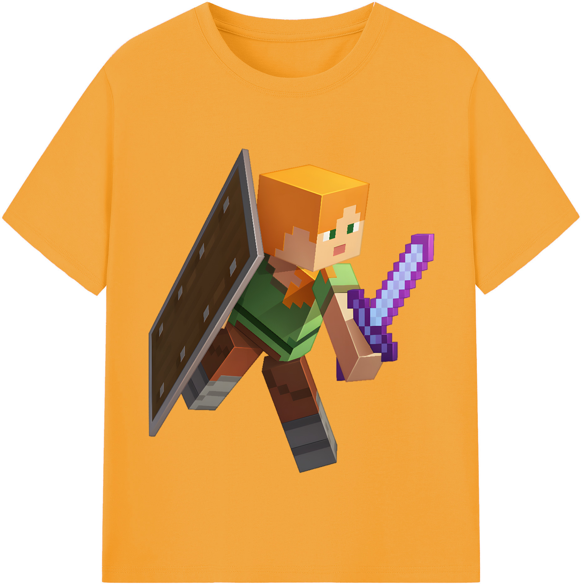 （画像用） マインクラフト ブロックの世界 Minecraft MC Block world レディースカジュアルプリントTシャツ（綿100％）