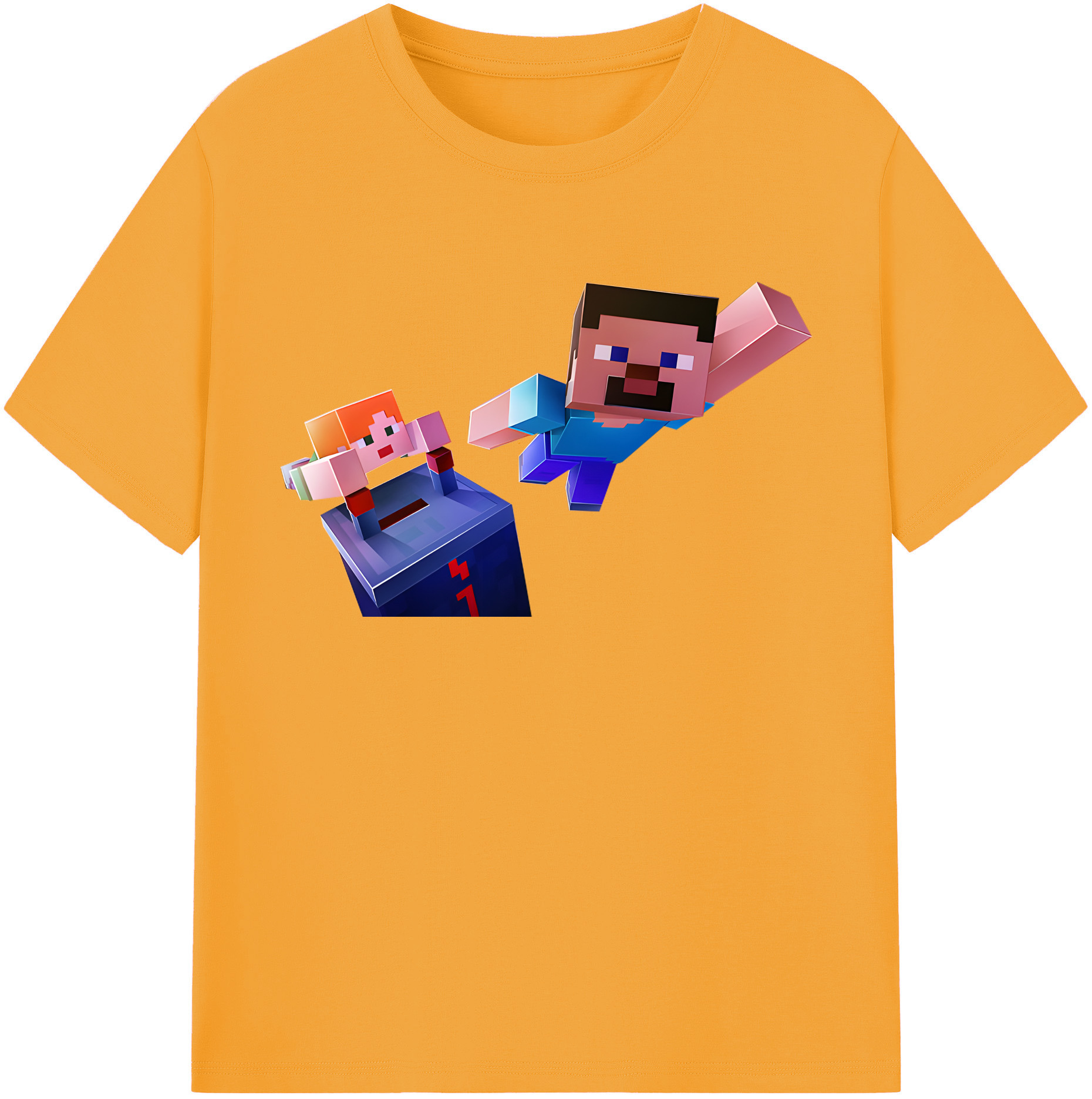 （画像用） マインクラフト ブロックの世界 Minecraft MC Block world レディースカジュアルプリントTシャツ（綿100％）