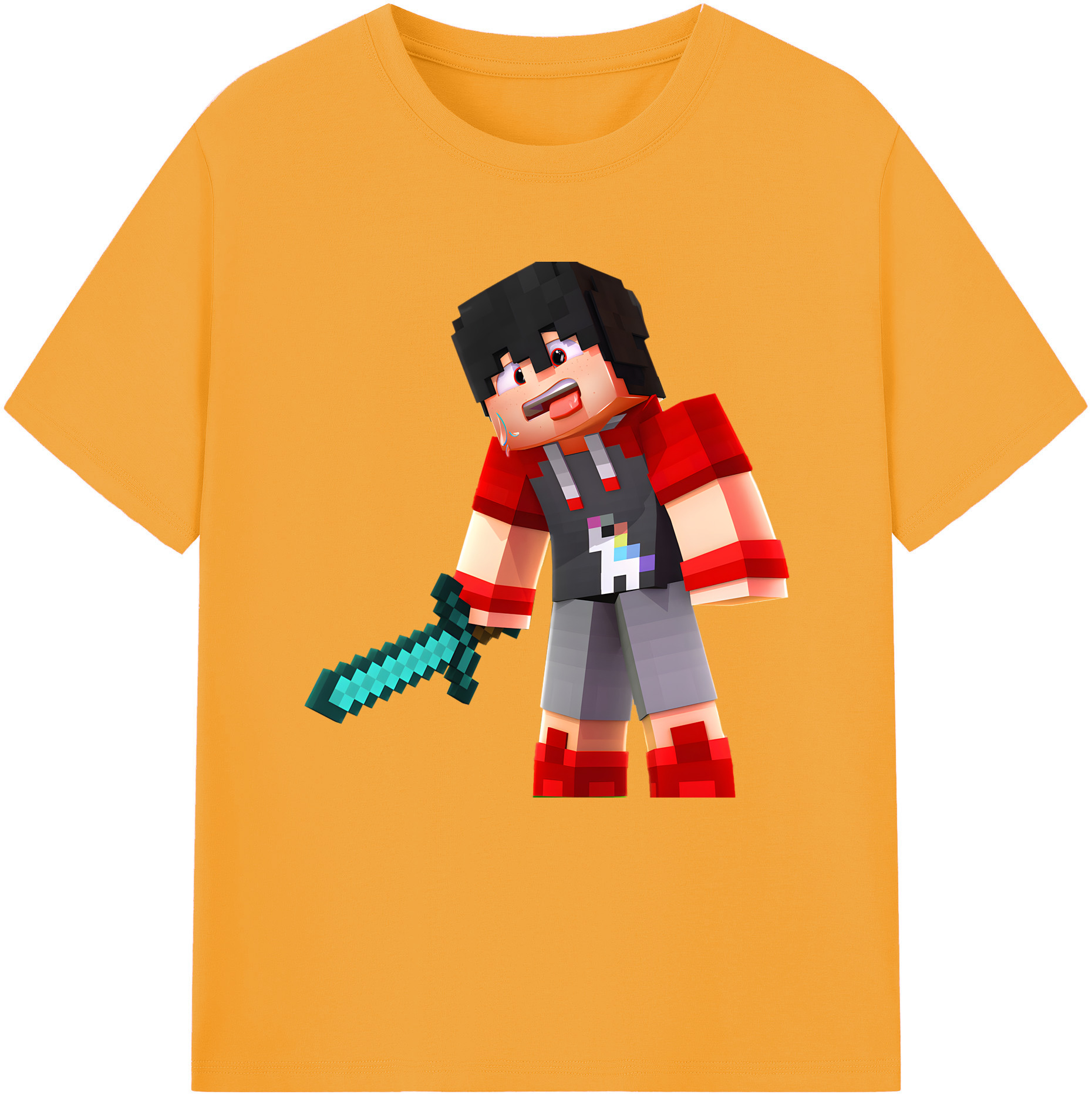 （画像用） マインクラフト ブロックの世界 Minecraft MC Block world レディースカジュアルプリントTシャツ（綿100％）