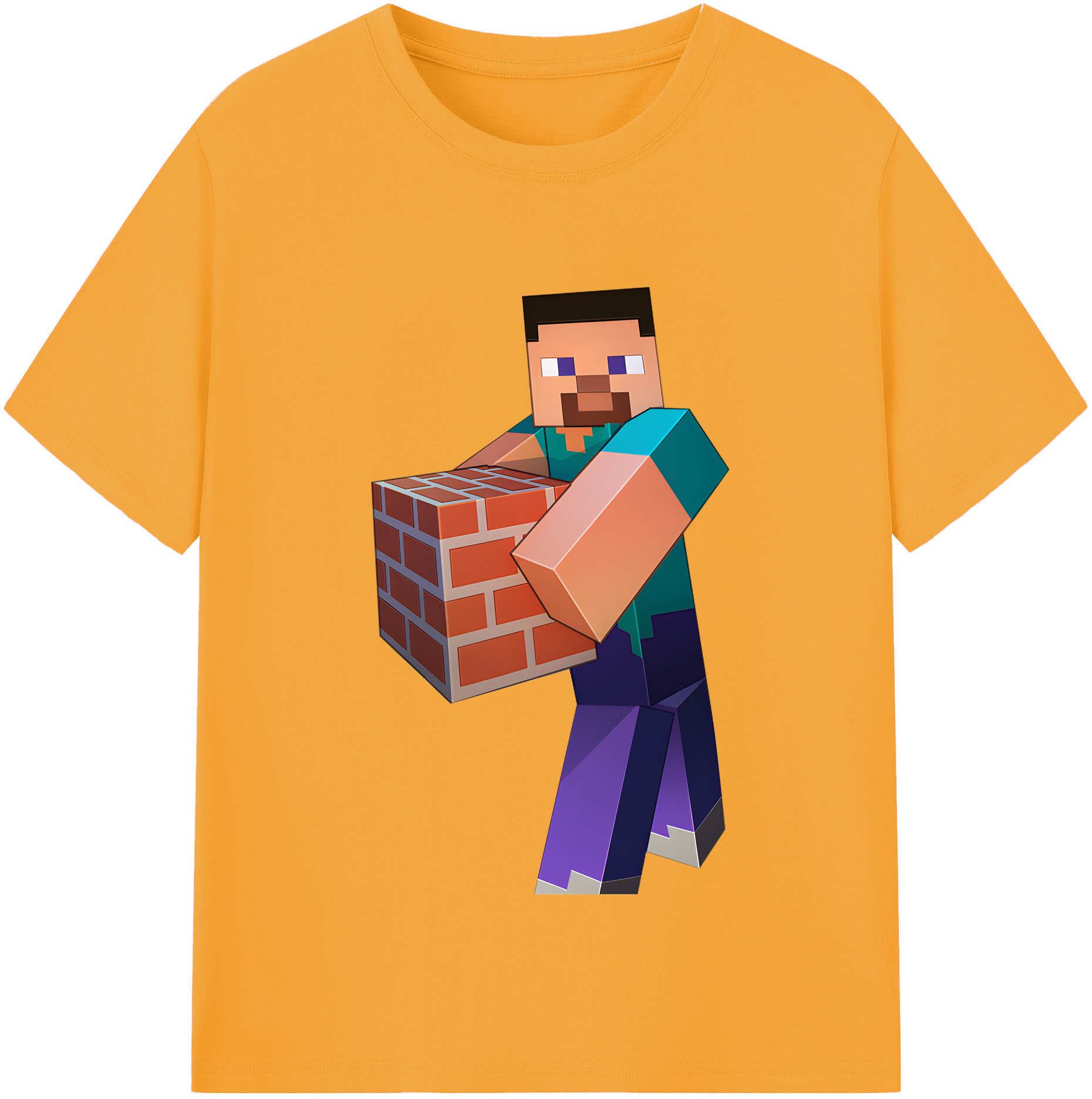（画像用） マインクラフト ブロックの世界 Minecraft MC Block world レディースカジュアルプリントTシャツ（綿100％）
