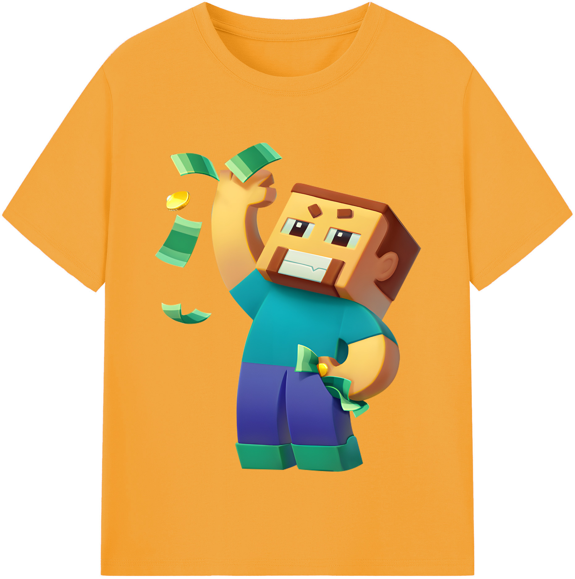 （画像用） マインクラフト ブロックの世界 Minecraft MC Block world レディースカジュアルプリントTシャツ（綿100％）