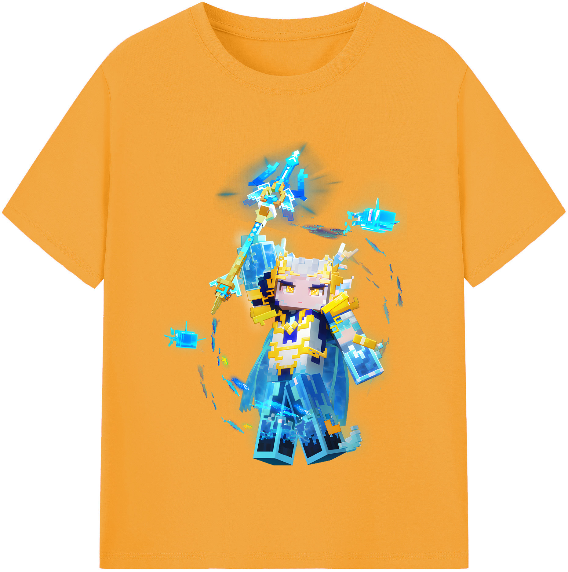 （画像用） マインクラフト ブロックの世界 Minecraft MC Block world レディースカジュアルプリントTシャツ（綿100％）