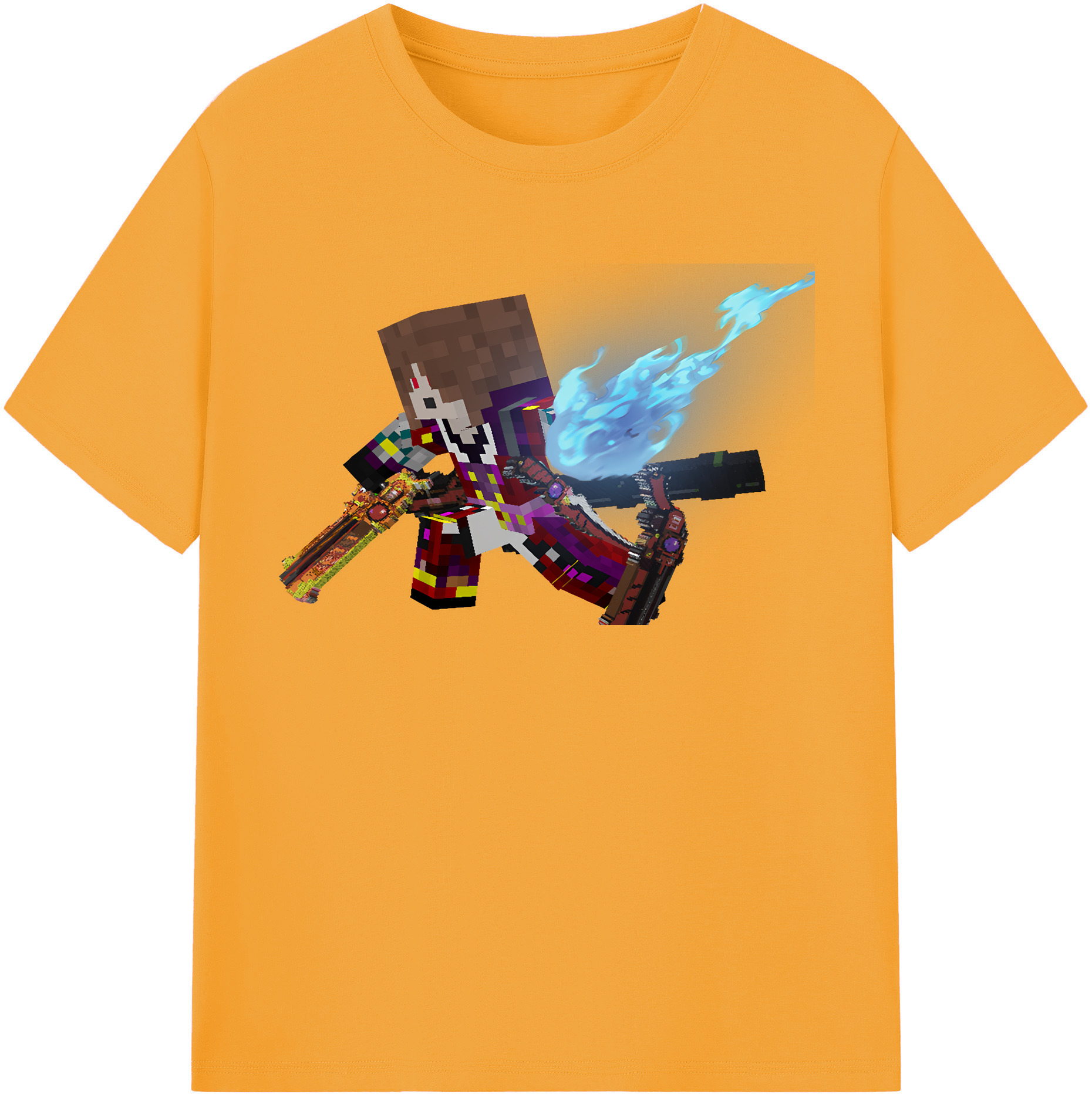 （画像用） マインクラフト ブロックの世界 Minecraft MC Block world レディースカジュアルプリントTシャツ（綿100％）