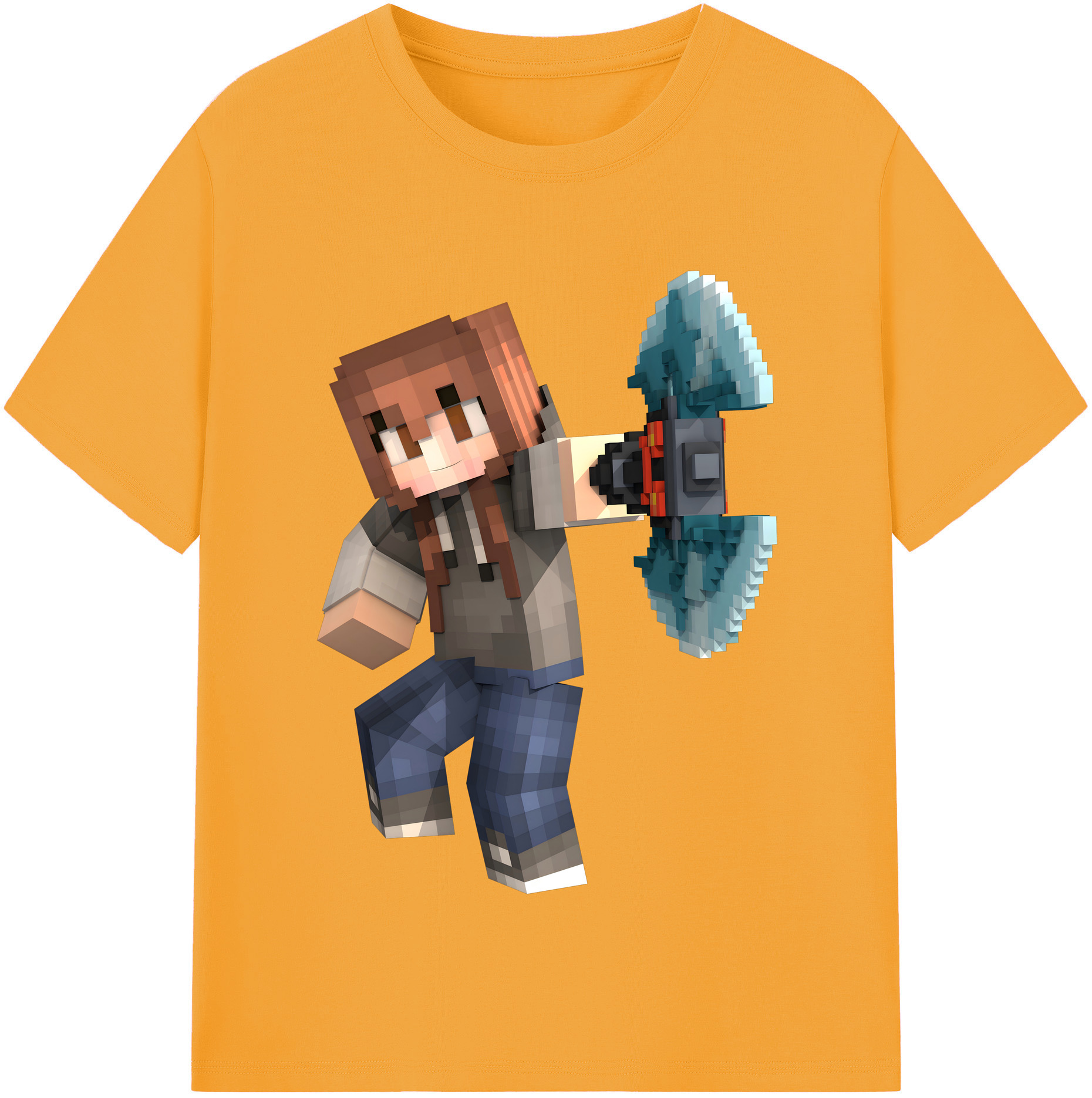 （画像用） マインクラフト ブロックの世界 Minecraft MC Block world レディースカジュアルプリントTシャツ（綿100％）