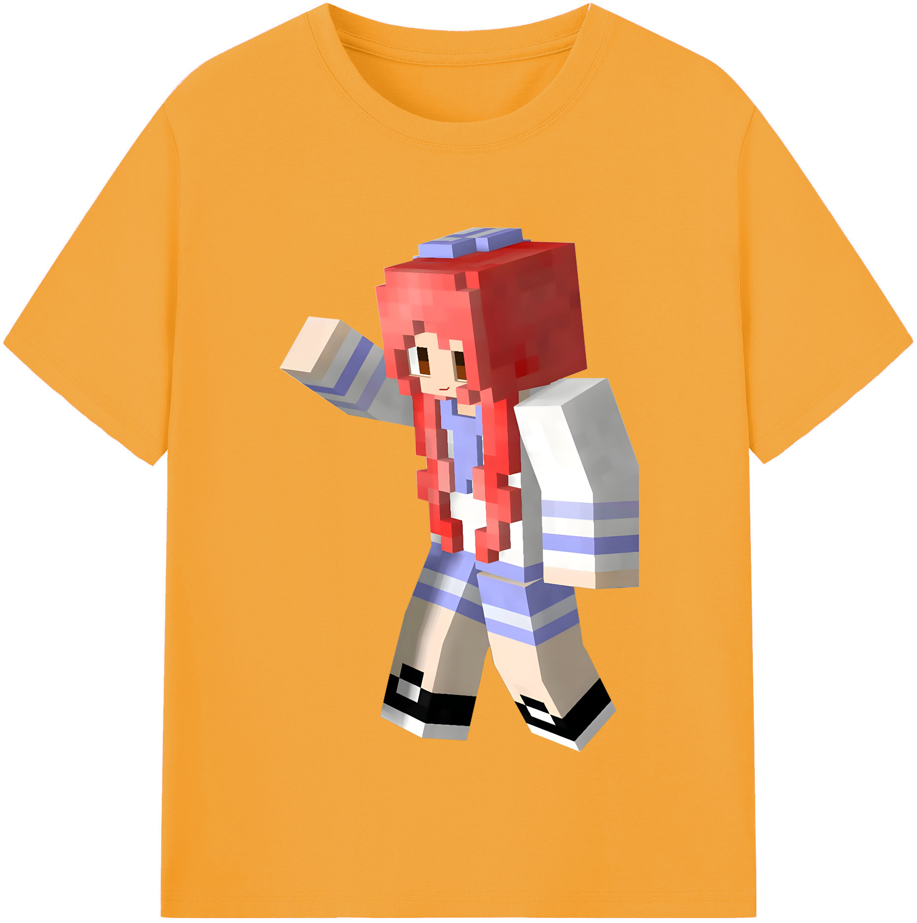（画像用） マインクラフト ブロックの世界 Minecraft MC Block world レディースカジュアルプリントTシャツ（綿100％）