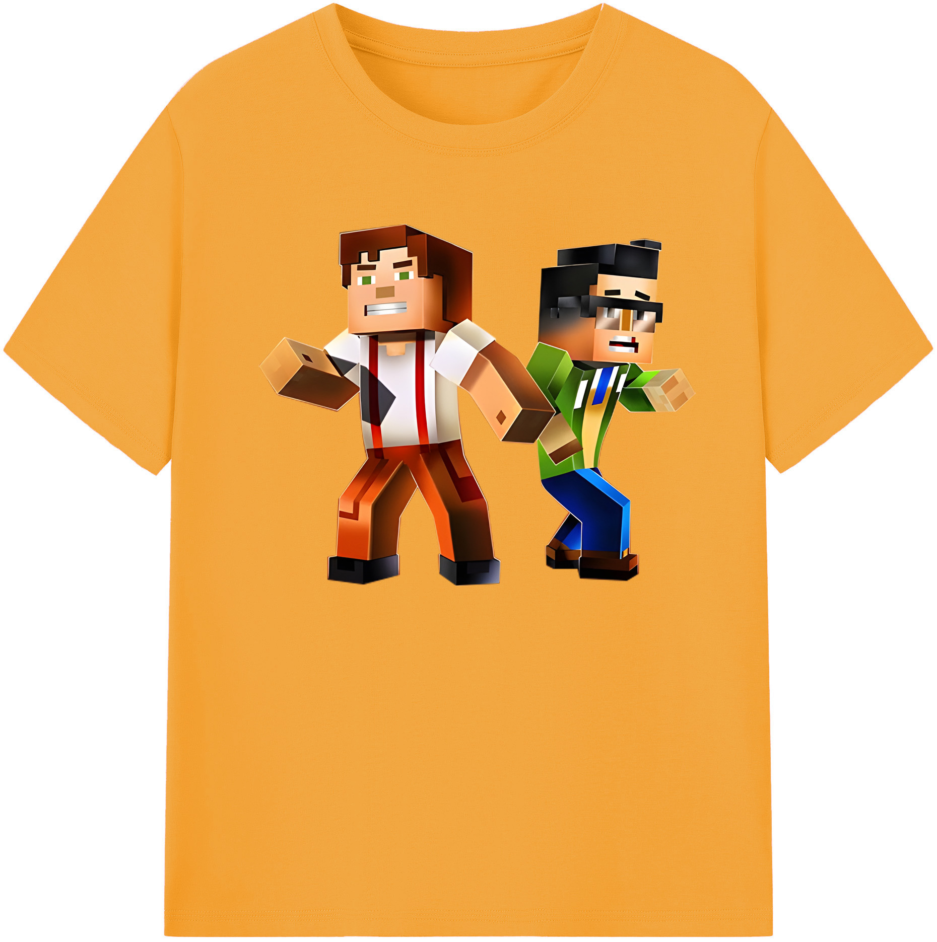 （画像用） マインクラフト ブロックの世界 Minecraft MC Block world レディースカジュアルプリントTシャツ（綿100％）
