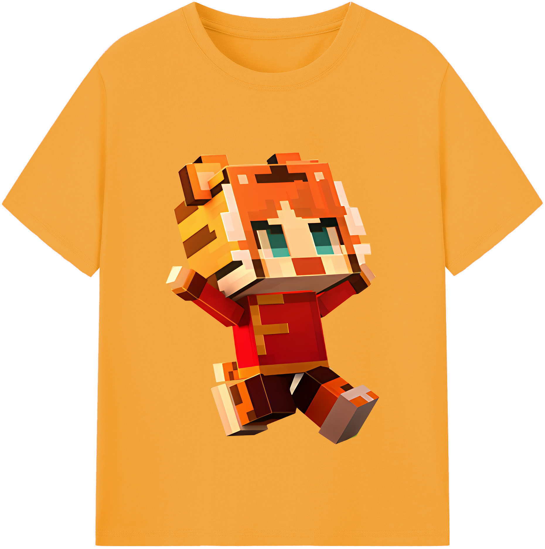 （画像用） マインクラフト ブロックの世界 Minecraft MC Block world レディースカジュアルプリントTシャツ（綿100％）