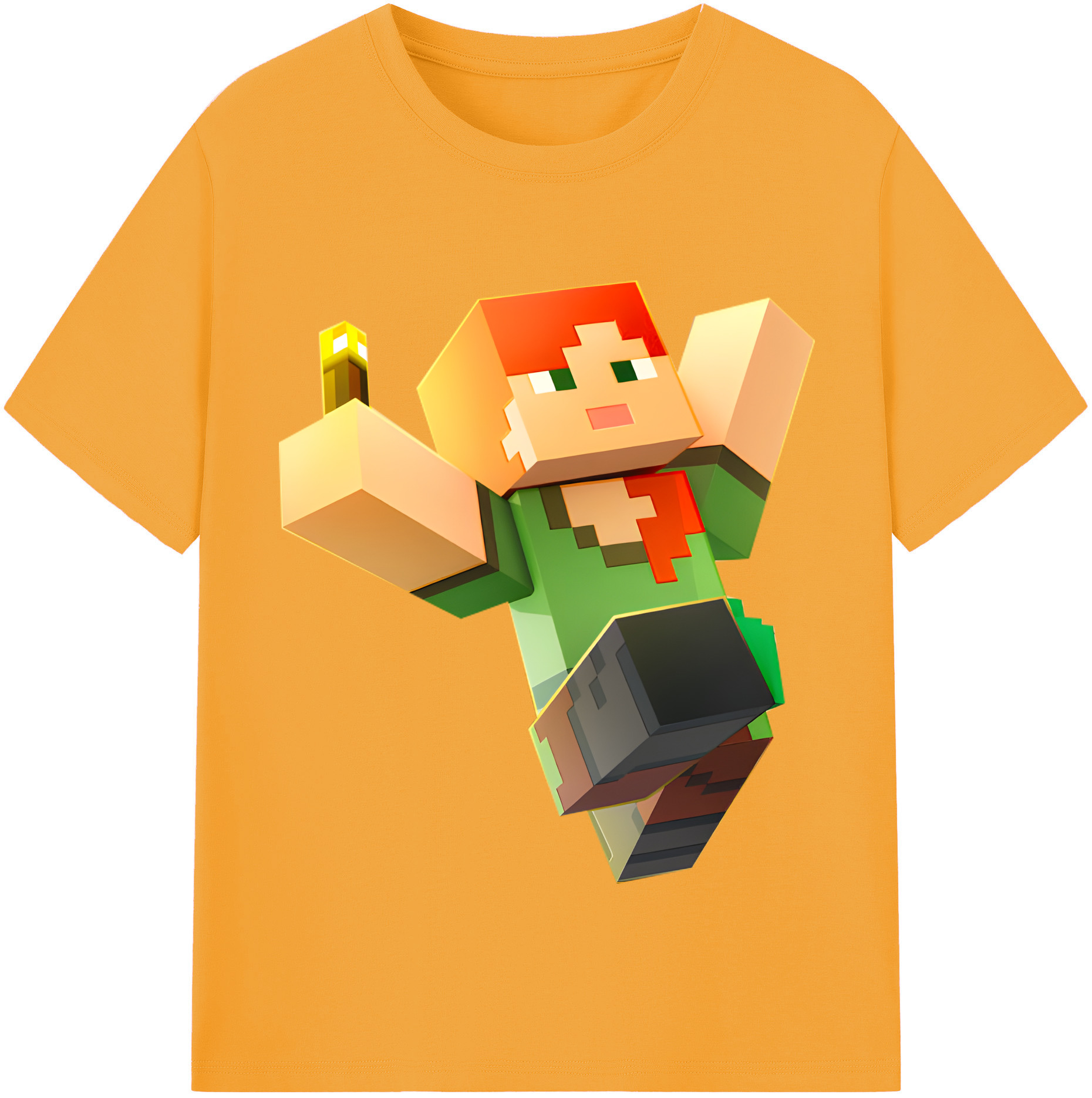 （画像用） マインクラフト ブロックの世界 Minecraft MC Block world レディースカジュアルプリントTシャツ（綿100％）