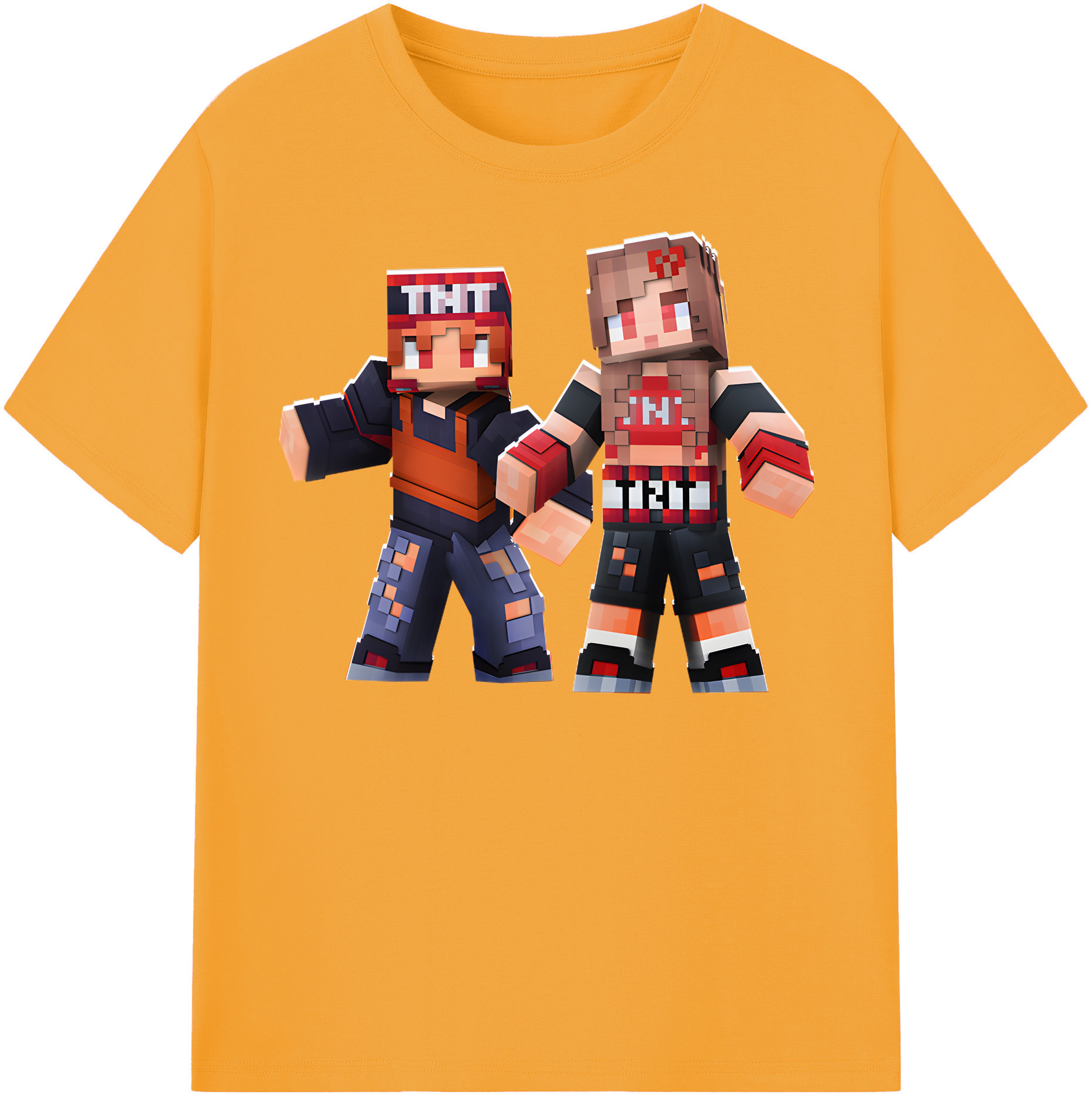 （画像用） マインクラフト ブロックの世界 Minecraft MC Block world レディースカジュアルプリントTシャツ（綿100％）