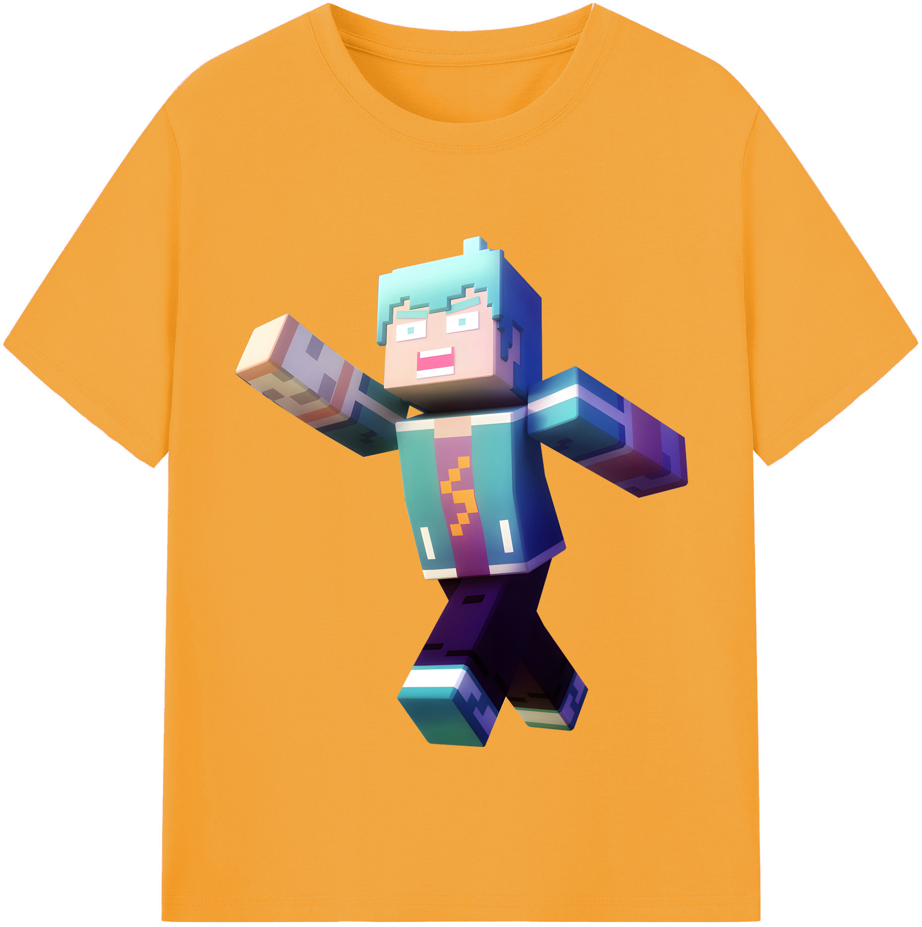 （画像用） マインクラフト ブロックの世界 Minecraft MC Block world レディースカジュアルプリントTシャツ（綿100％）