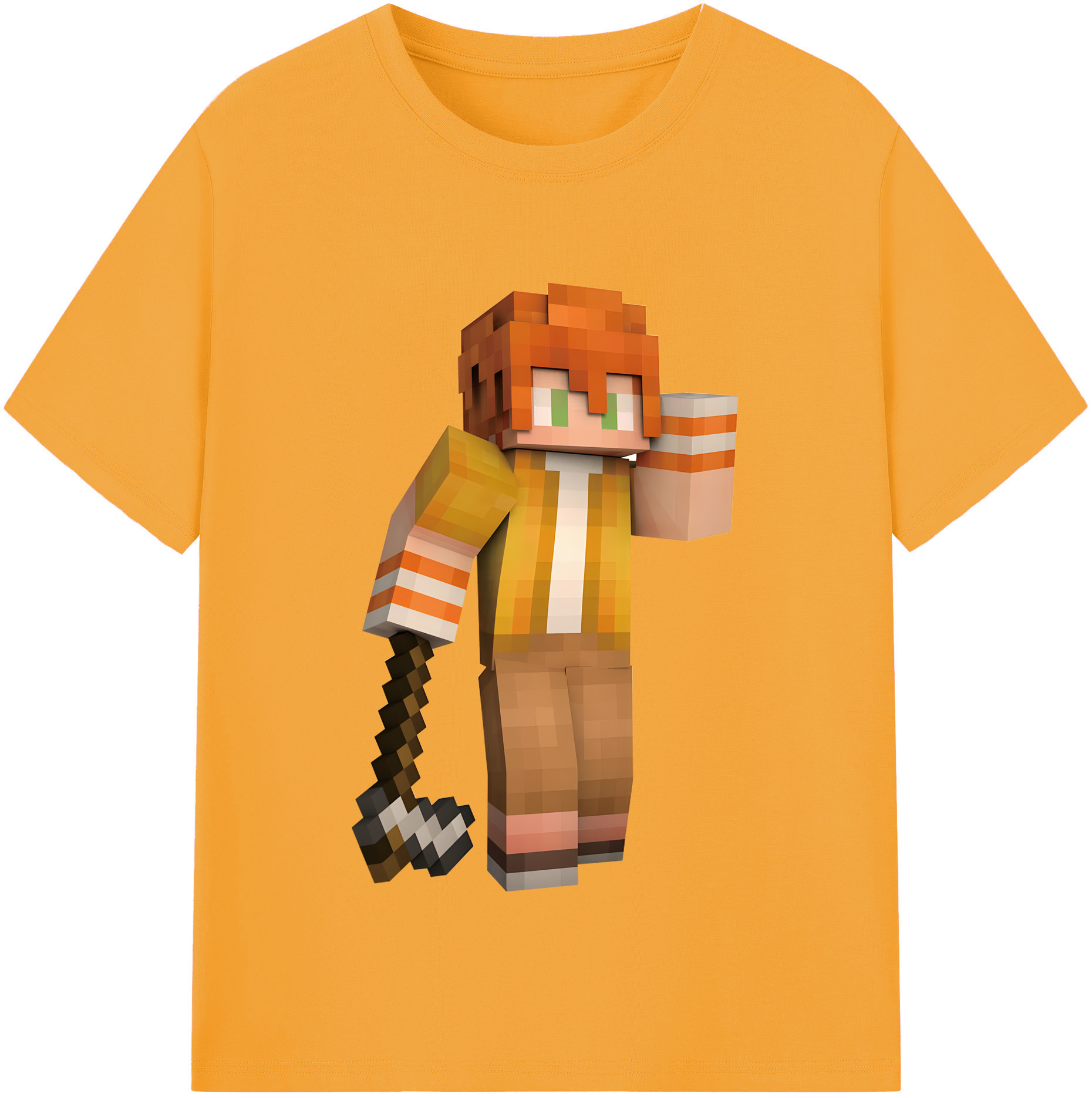 （画像用） マインクラフト ブロックの世界 Minecraft MC Block world レディースカジュアルプリントTシャツ（綿100％）