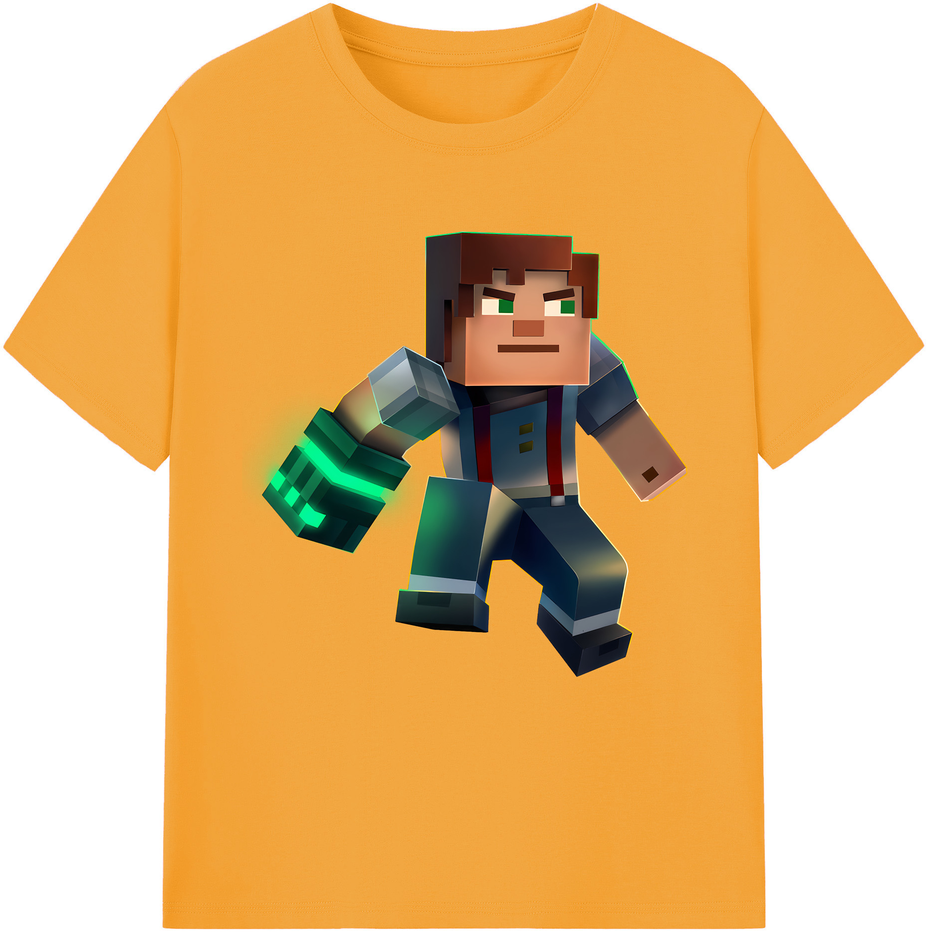 （画像用） マインクラフト ブロックの世界 Minecraft MC Block world レディースカジュアルプリントTシャツ（綿100％）