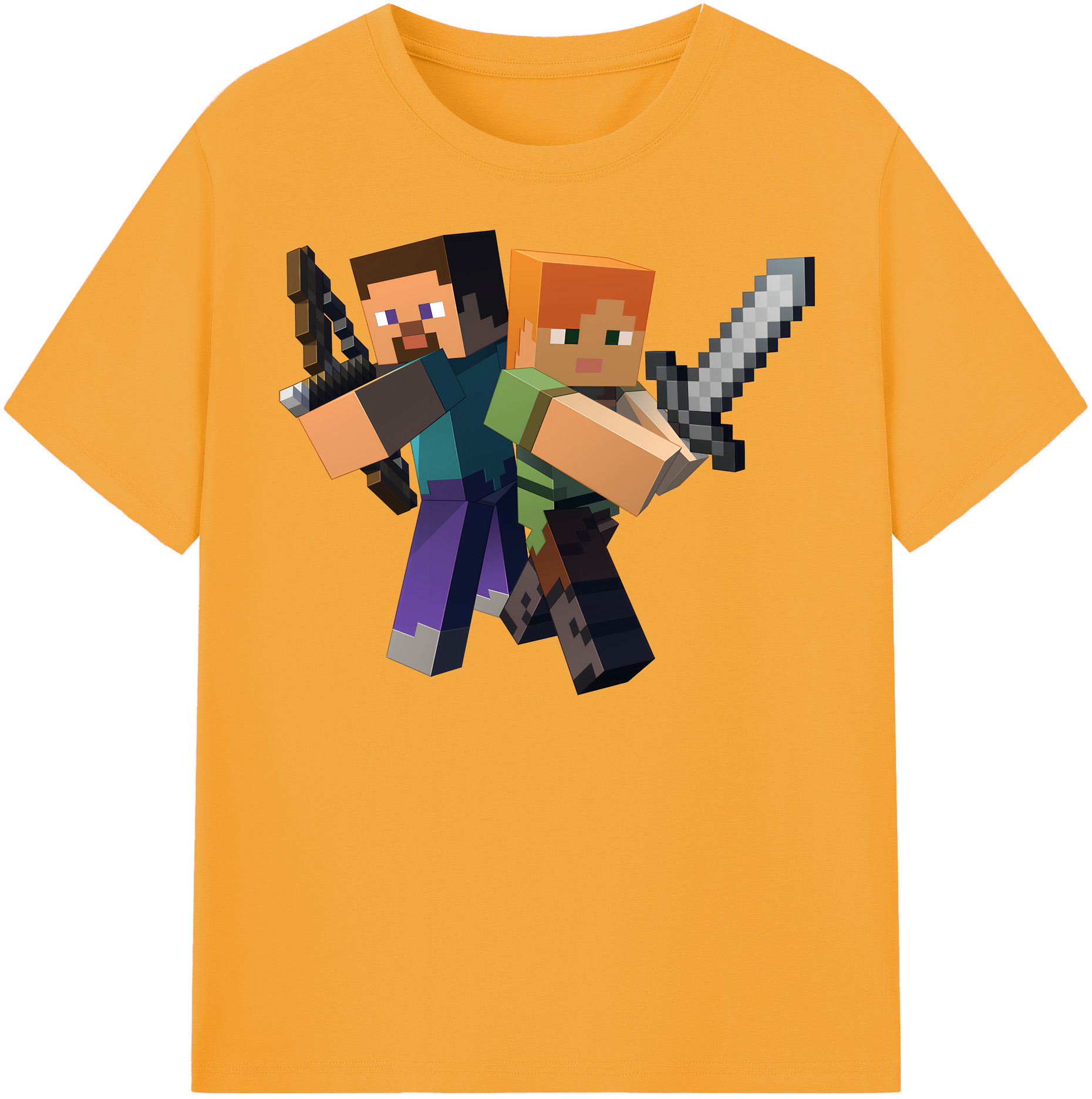 （画像用） マインクラフト ブロックの世界 Minecraft MC Block world レディースカジュアルプリントTシャツ（綿100％）