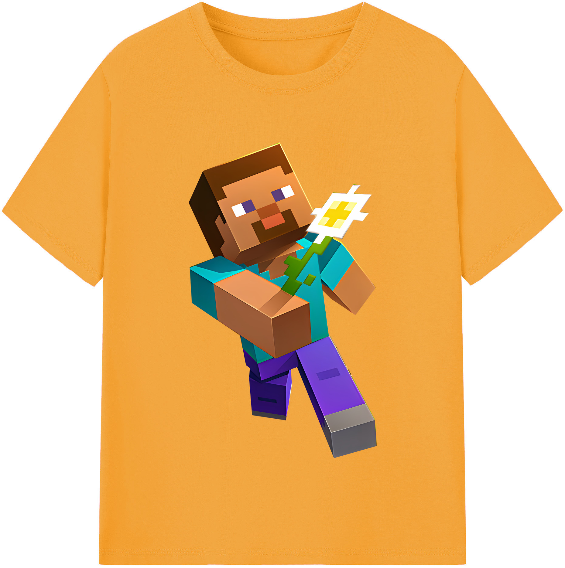 （画像用） マインクラフト ブロックの世界 Minecraft MC Block world レディースカジュアルプリントTシャツ（綿100％）