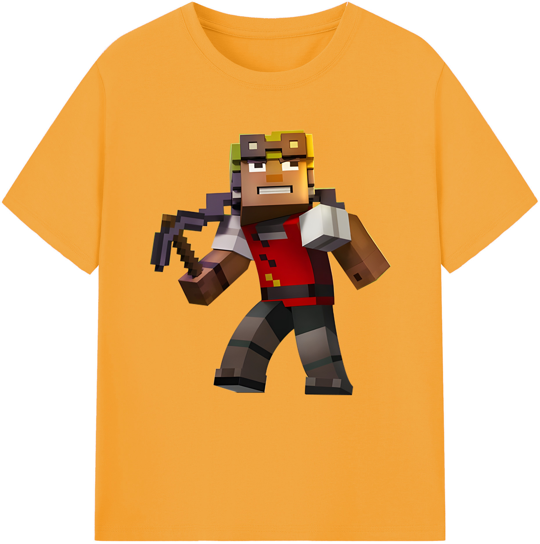 （画像用） マインクラフト ブロックの世界 Minecraft MC Block world レディースカジュアルプリントTシャツ（綿100％）