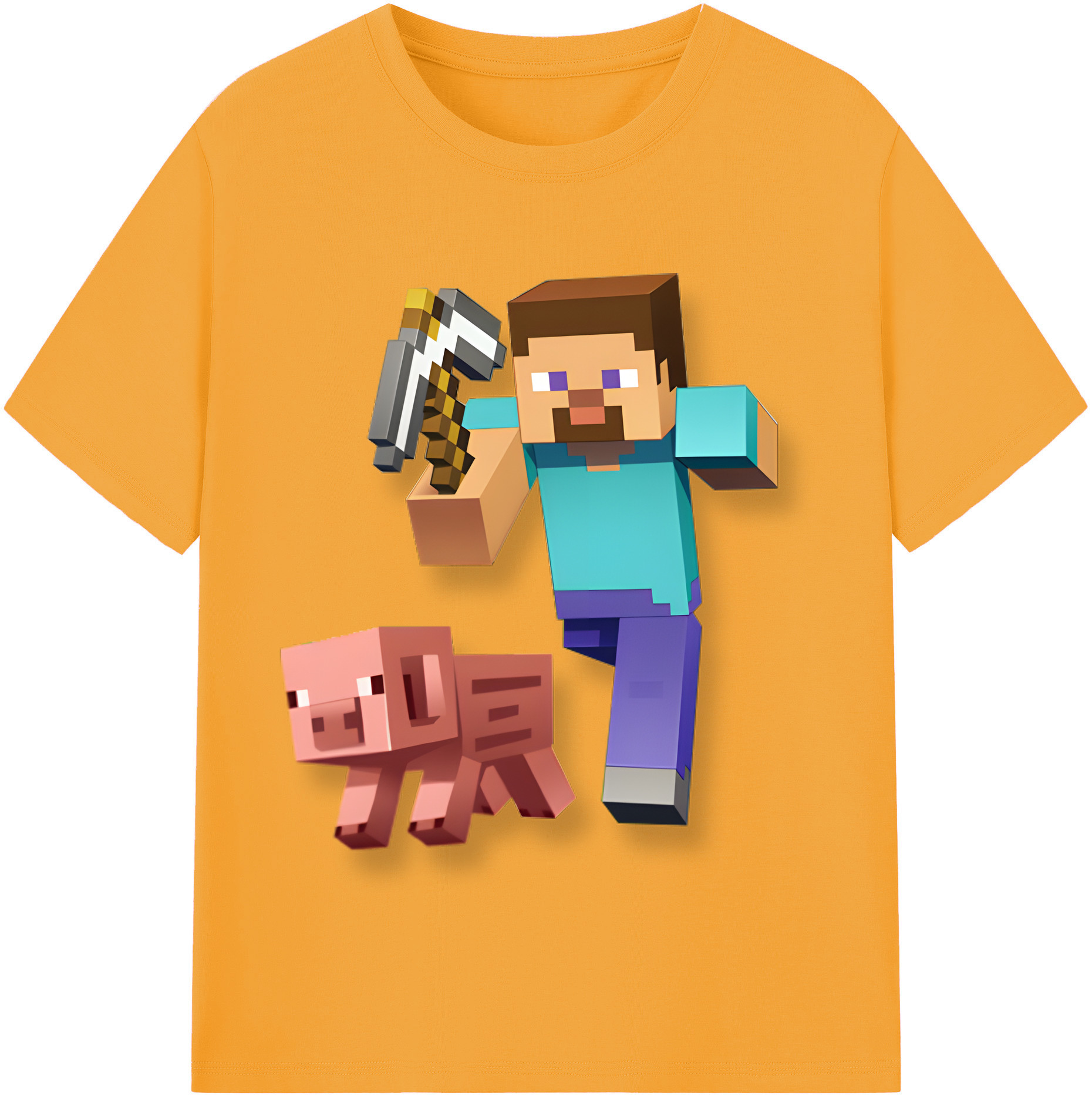 （画像用） マインクラフト ブロックの世界 Minecraft MC Block world レディースカジュアルプリントTシャツ（綿100％）