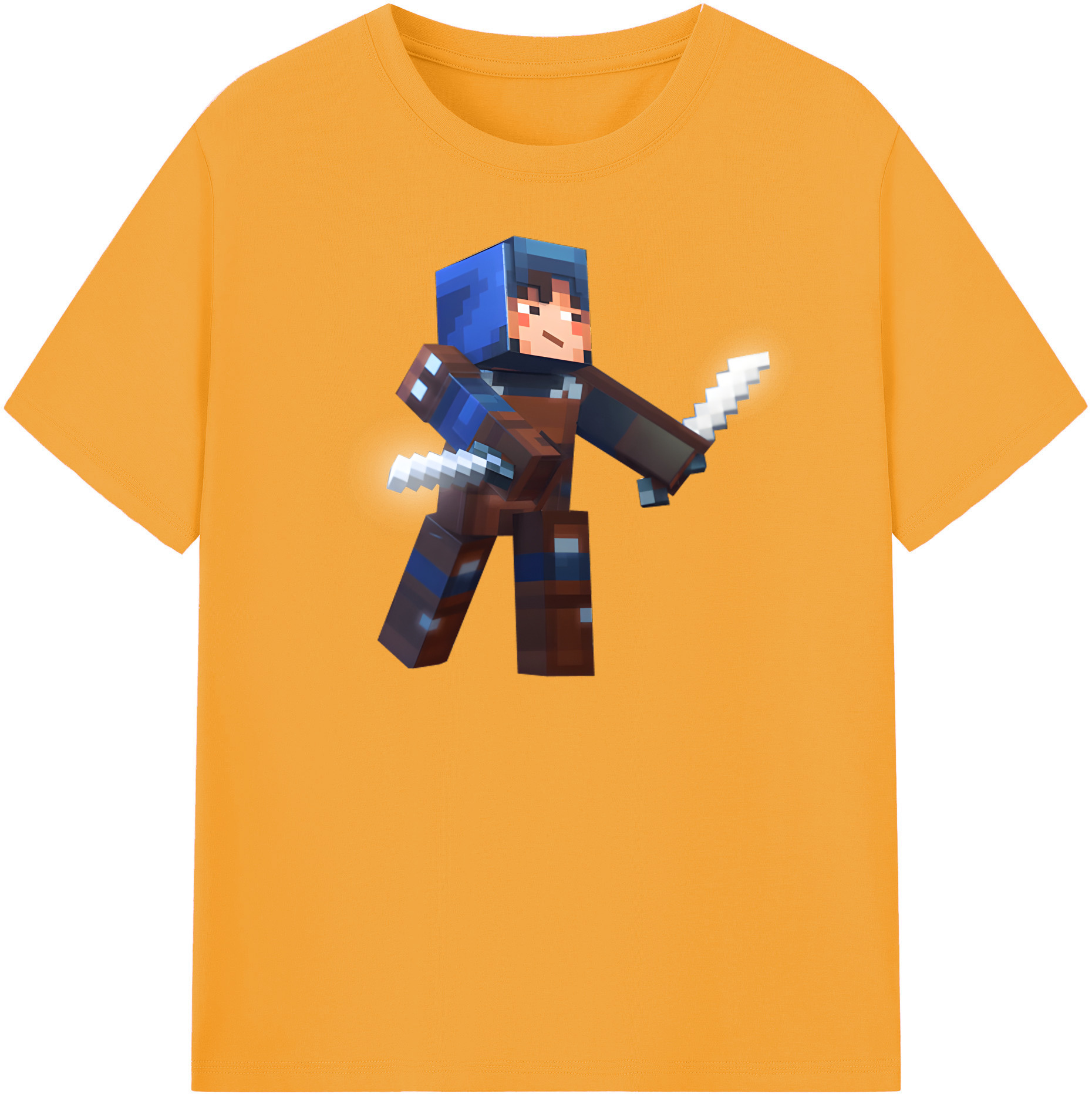 （画像用） マインクラフト ブロックの世界 Minecraft MC Block world レディースカジュアルプリントTシャツ（綿100％）