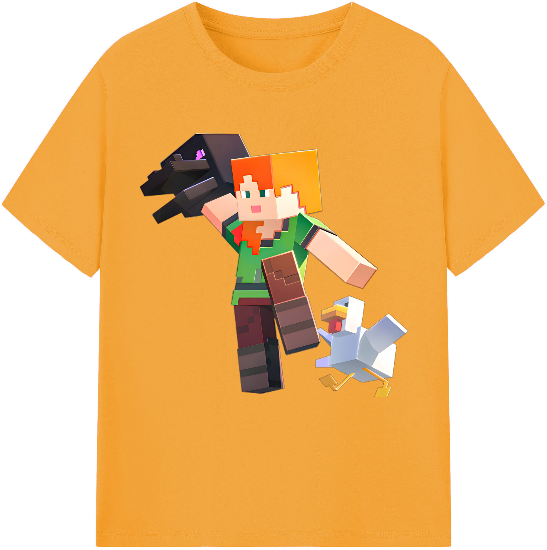 （画像用） マインクラフト ブロックの世界 Minecraft MC Block world レディースカジュアルプリントTシャツ（綿100％）