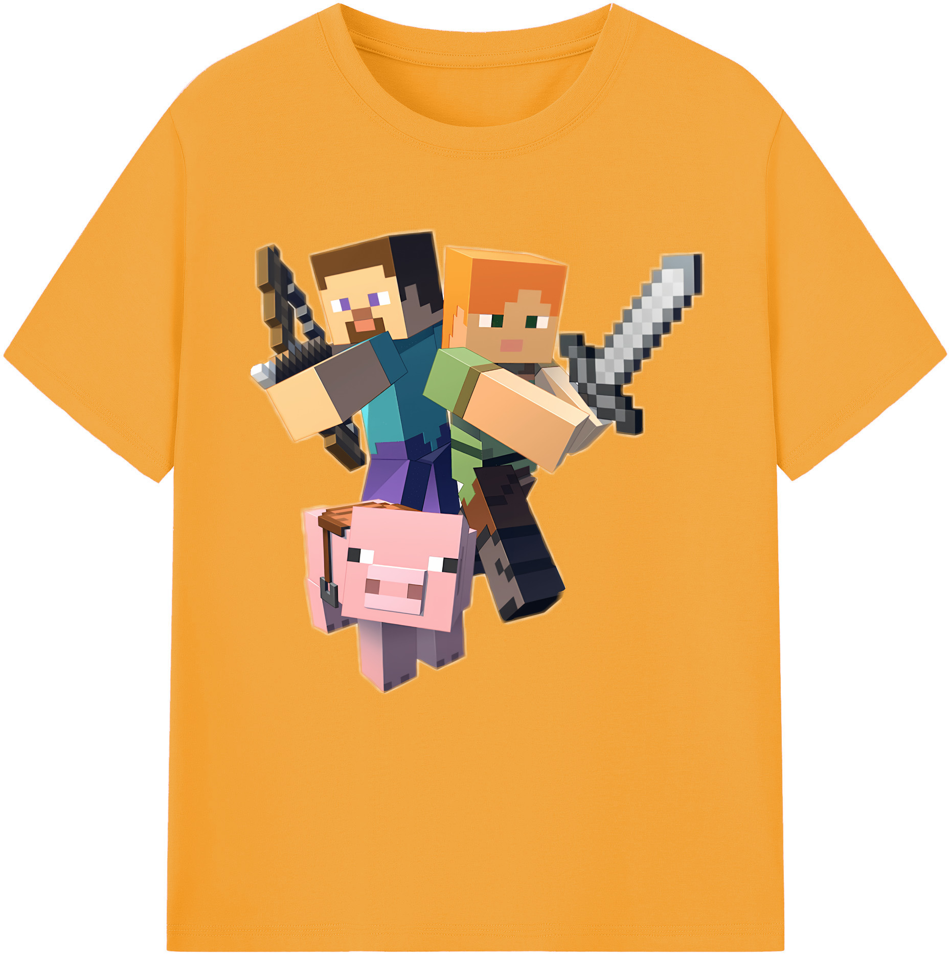 （画像用） マインクラフト ブロックの世界 Minecraft MC Block world レディースカジュアルプリントTシャツ（綿100％）