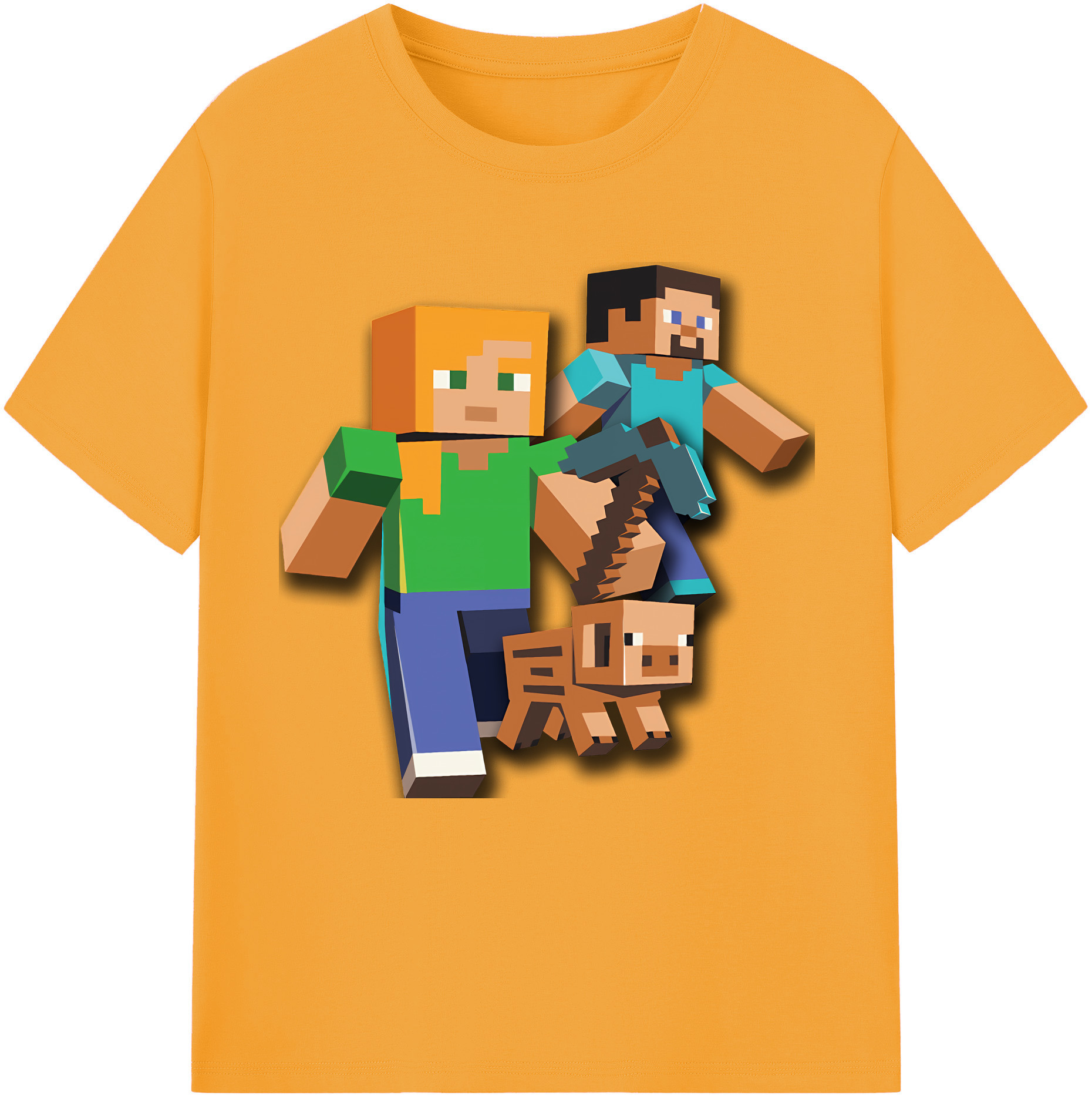 （画像用） マインクラフト ブロックの世界 Minecraft MC Block world レディースカジュアルプリントTシャツ（綿100％）