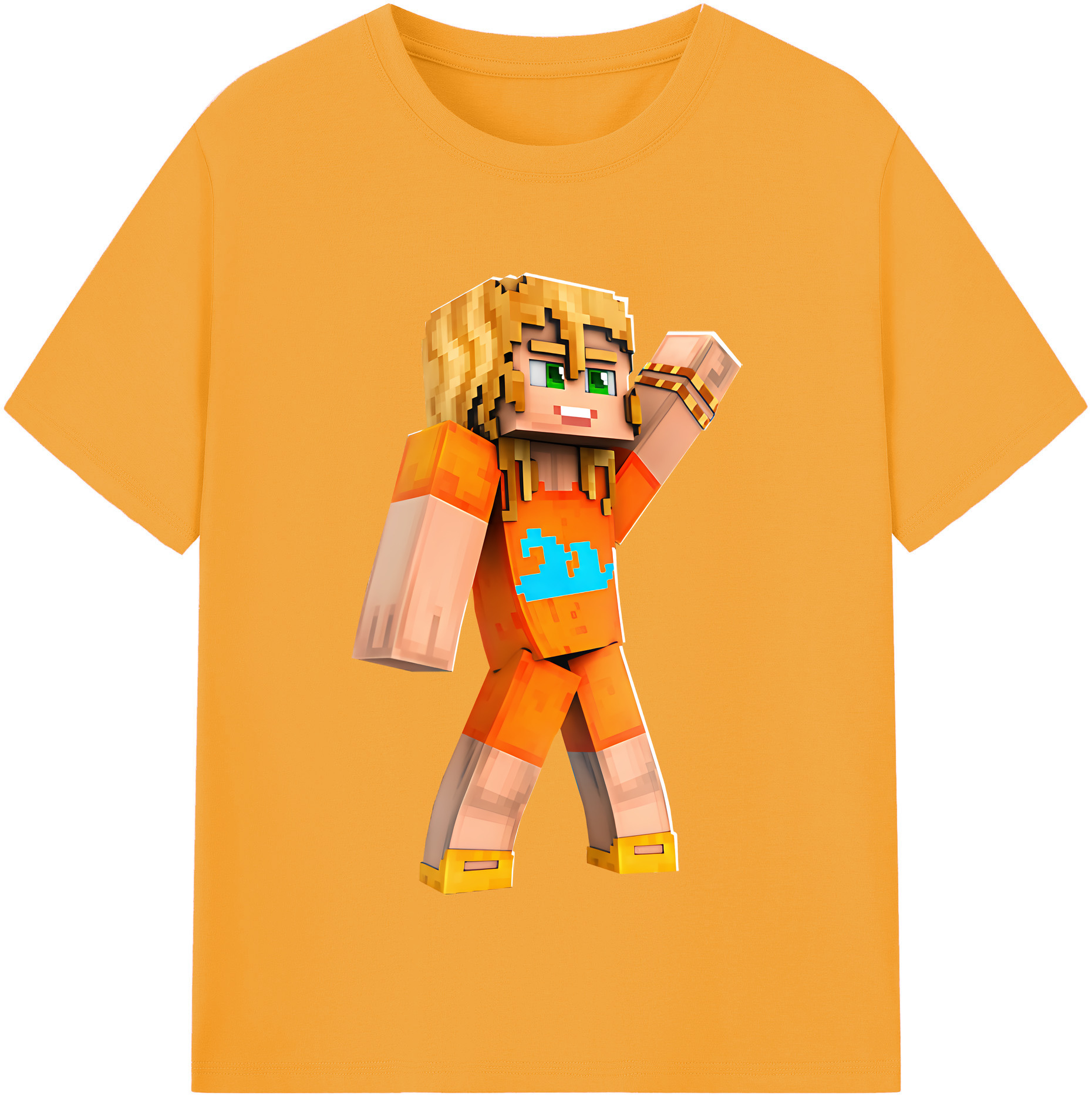 （画像用） マインクラフト ブロックの世界 Minecraft MC Block world レディースカジュアルプリントTシャツ（綿100％）