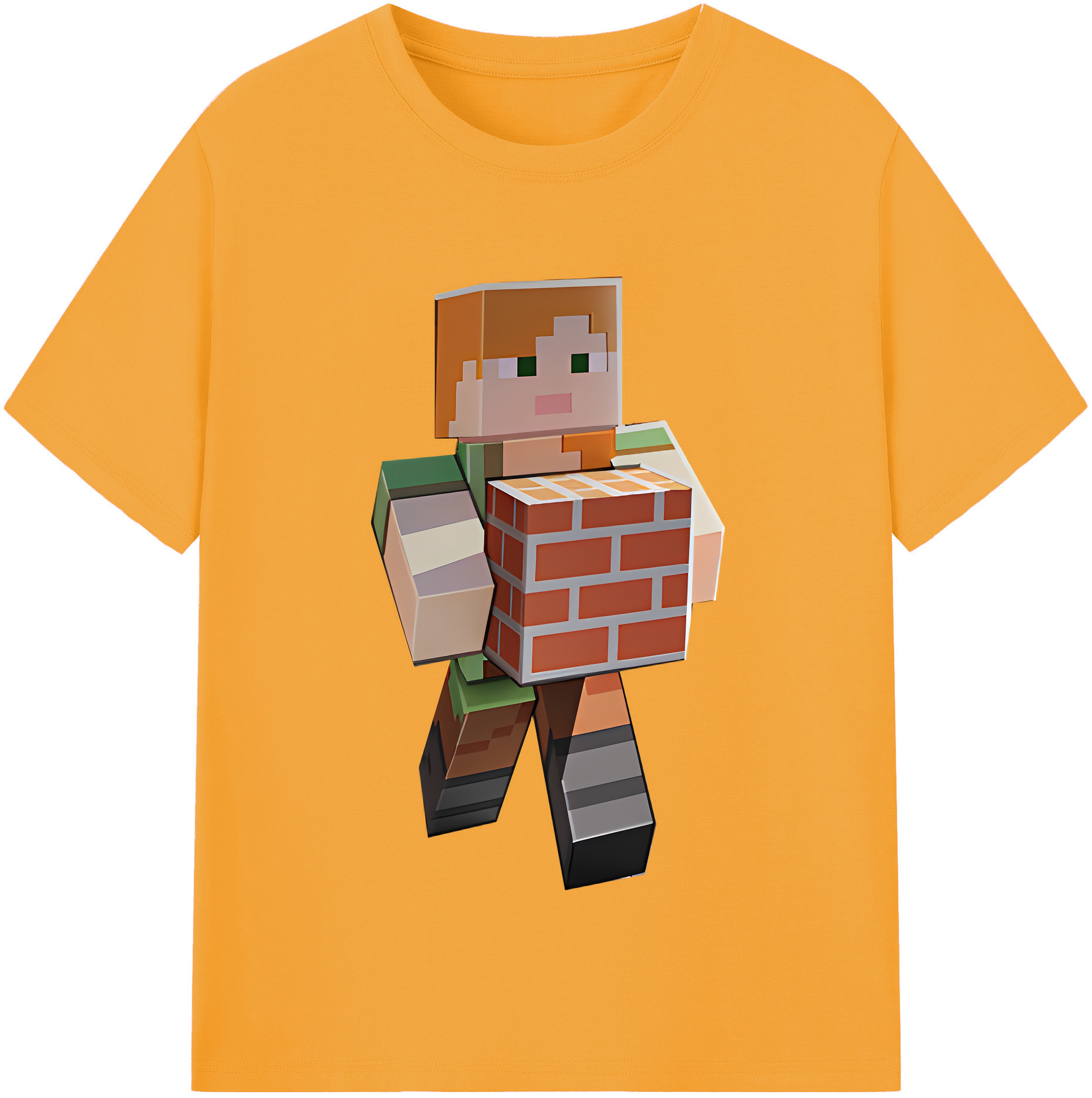 （画像用） マインクラフト ブロックの世界 Minecraft MC Block world レディースカジュアルプリントTシャツ（綿100％）