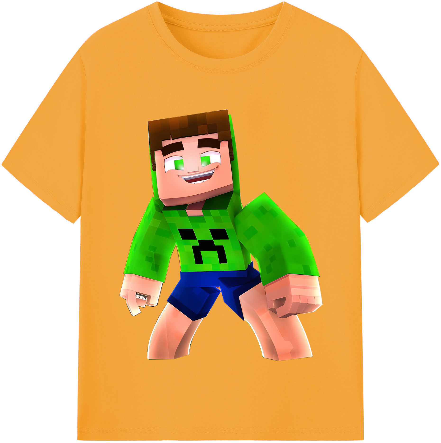（画像用） マインクラフト ブロックの世界 Minecraft MC Block world レディースカジュアルプリントTシャツ（綿100％）