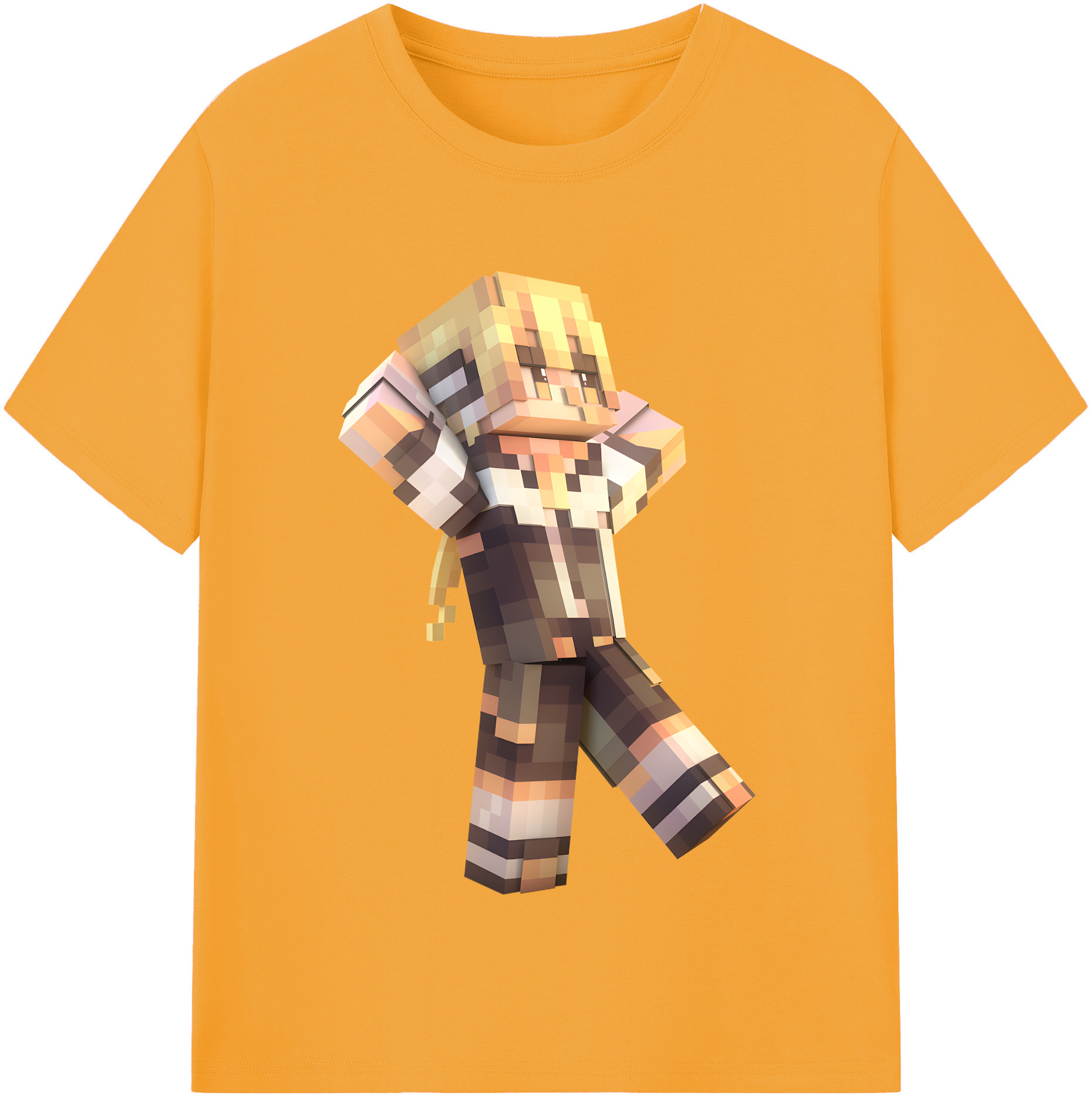 （画像用） マインクラフト ブロックの世界 Minecraft MC Block world レディースカジュアルプリントTシャツ（綿100％）