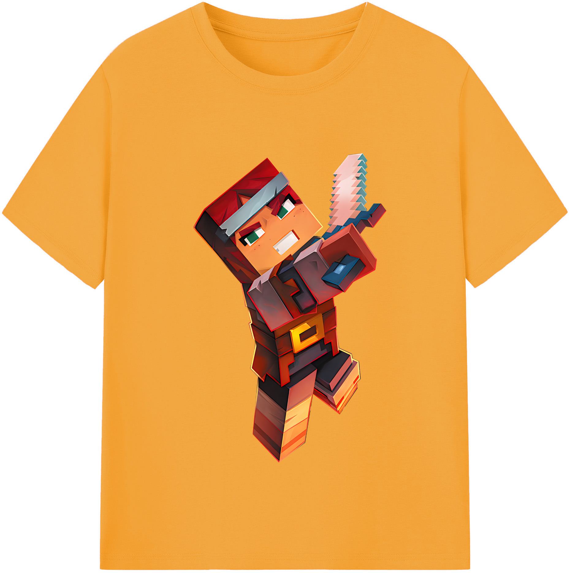 （画像用） マインクラフト ブロックの世界 Minecraft MC Block world レディースカジュアルプリントTシャツ（綿100％）
